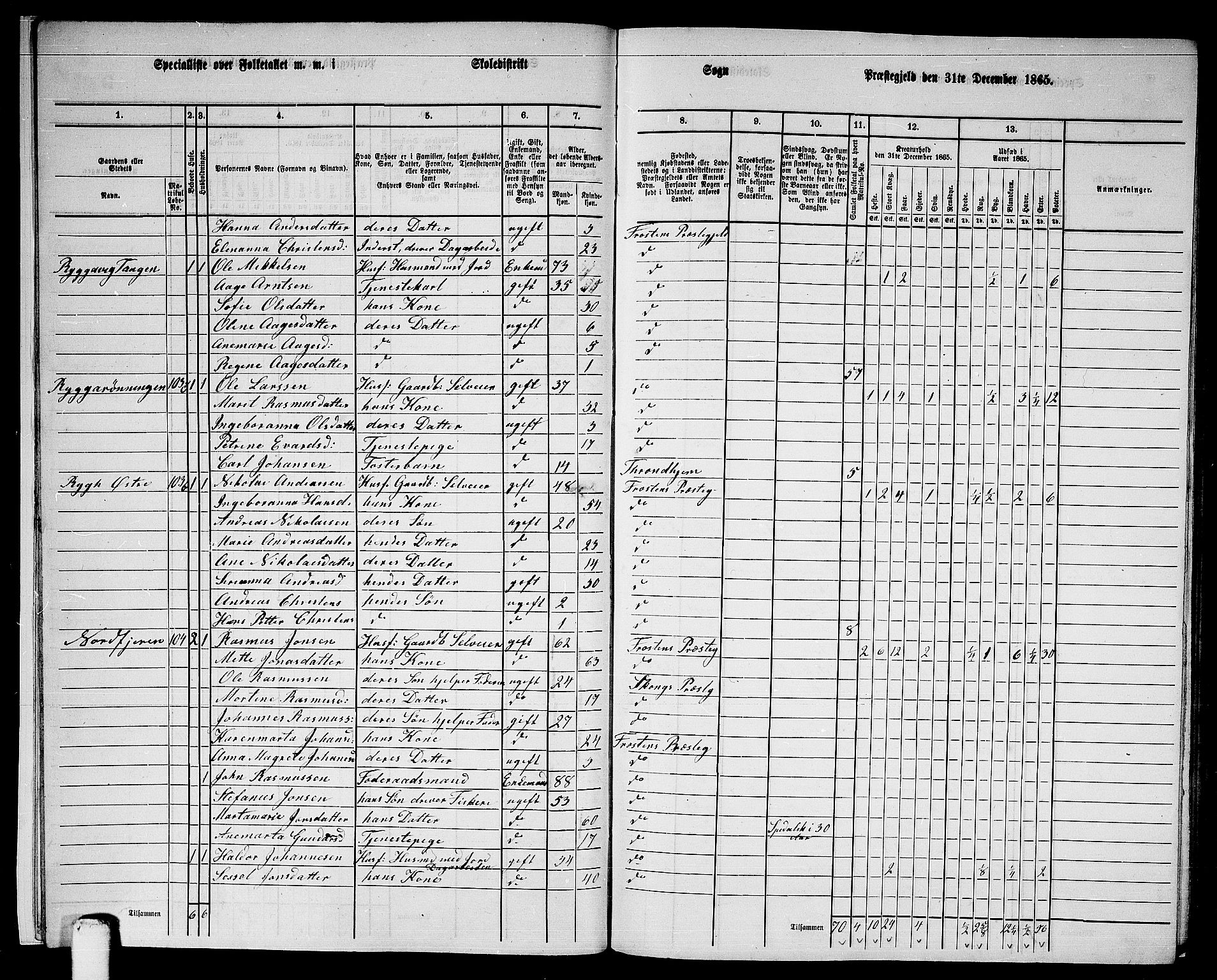RA, 1865 census for Frosta, 1865, p. 14