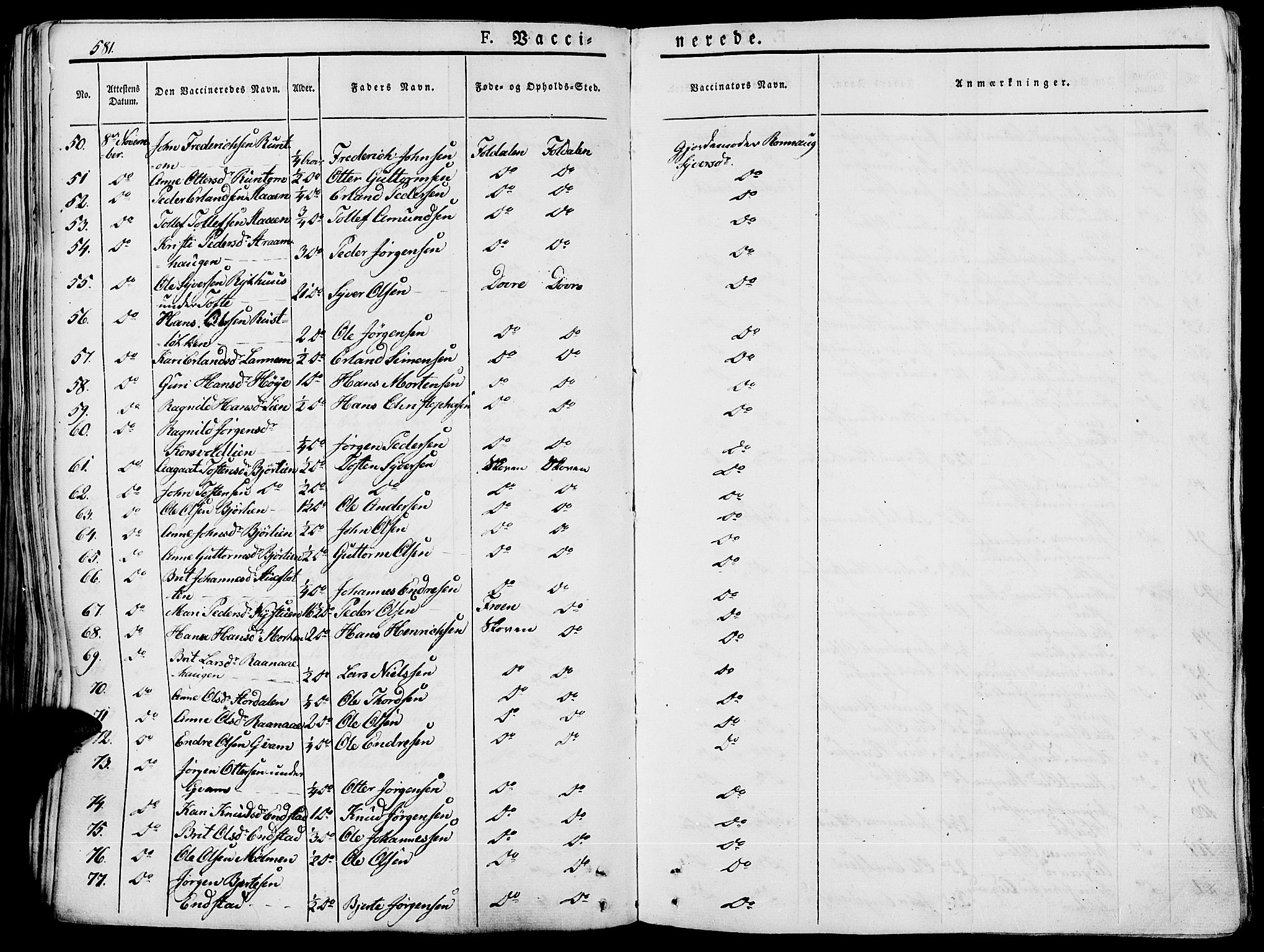 Lesja prestekontor, SAH/PREST-068/H/Ha/Haa/L0005: Parish register (official) no. 5, 1830-1842, p. 581