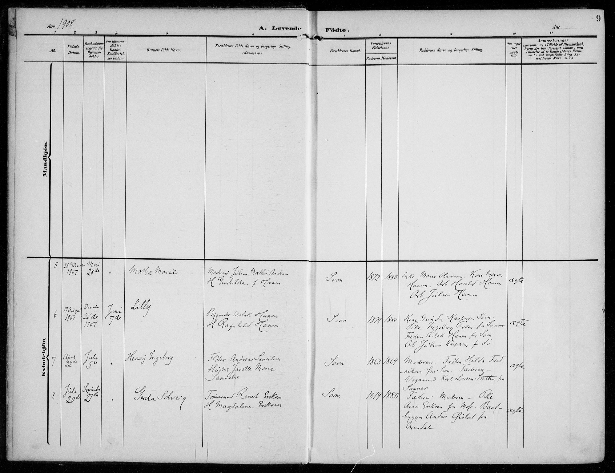 Vestby prestekontor Kirkebøker, SAO/A-10893/F/Fc/L0002: Parish register (official) no. III 2, 1906-1940, p. 9