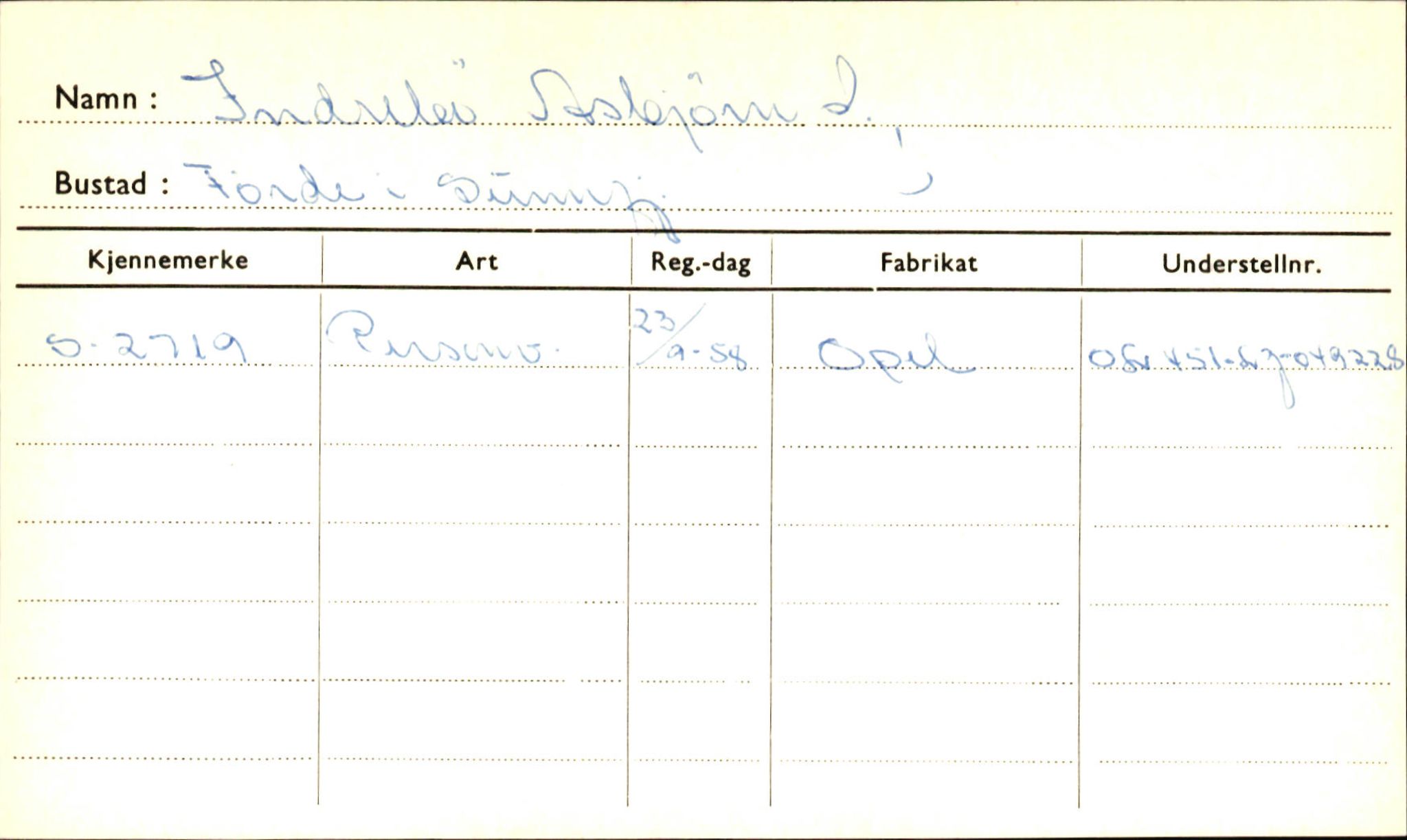 Statens vegvesen, Sogn og Fjordane vegkontor, SAB/A-5301/4/F/L0001A: Eigarregister Fjordane til 1.6.1961, 1930-1961, p. 877