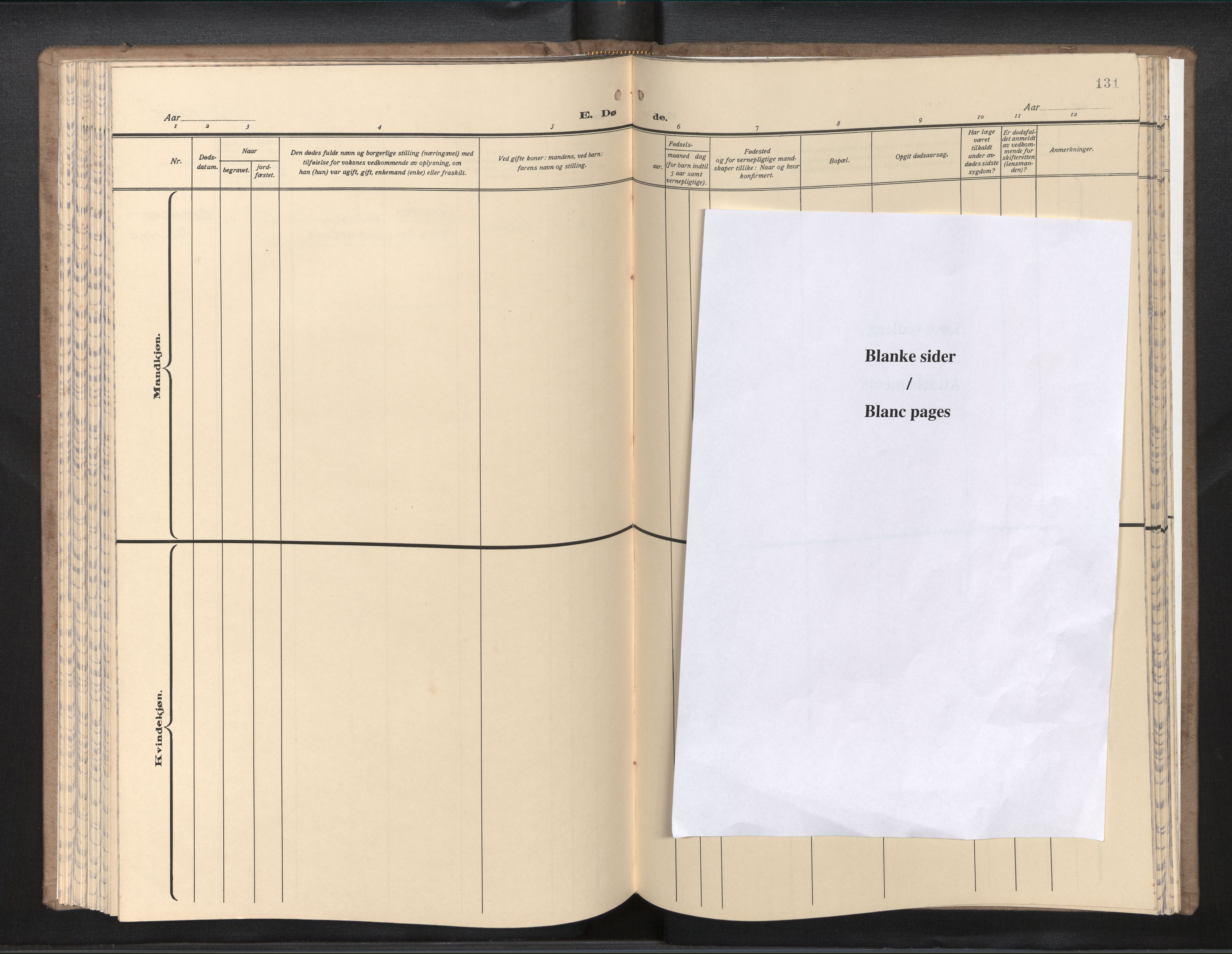  Den norske sjømannsmisjon i utlandet/Kinesiske havner (Shanghai-Hong Kong), SAB/SAB/PA-0120/H/Ha/Hab/L0001: Parish register (official) no. A 1, 1933-1947, p. 130b-131a