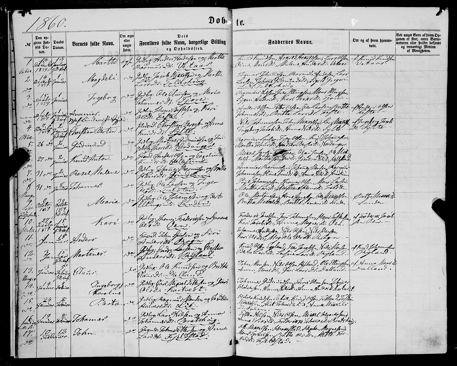 Manger sokneprestembete, SAB/A-76801/H/Haa: Parish register (official) no. A 7, 1860-1870, p. 6