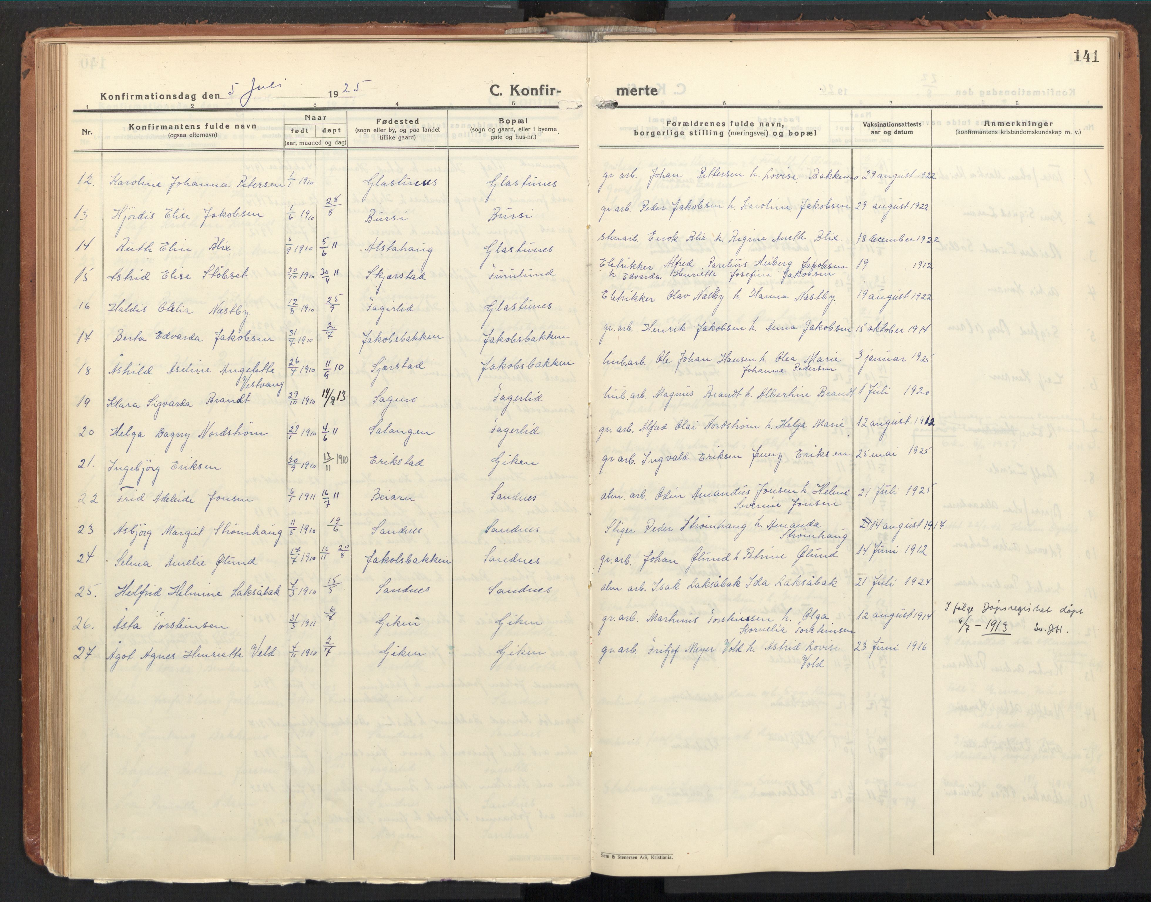 Ministerialprotokoller, klokkerbøker og fødselsregistre - Nordland, AV/SAT-A-1459/850/L0716: Curate's parish register no. 850B06, 1924-1938, p. 141