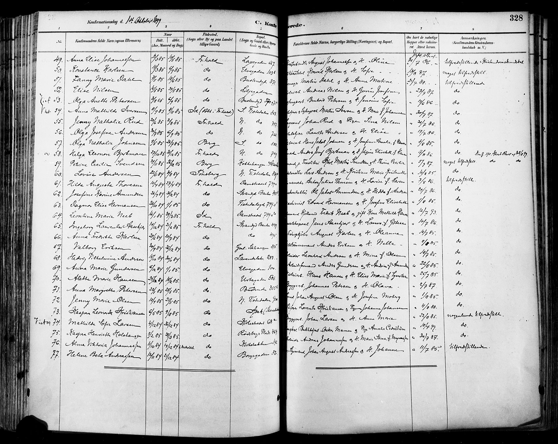 Halden prestekontor Kirkebøker, SAO/A-10909/F/Fa/L0013: Parish register (official) no. I 13, 1890-1906, p. 328