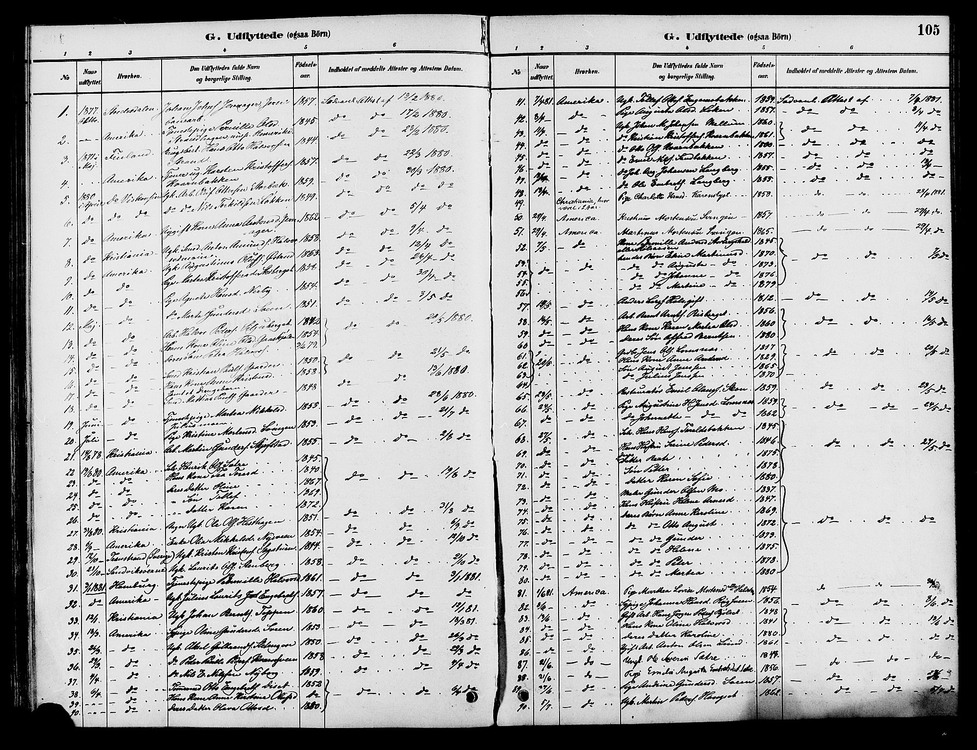 Elverum prestekontor, SAH/PREST-044/H/Ha/Haa/L0012: Parish register (official) no. 12, 1880-1893, p. 105