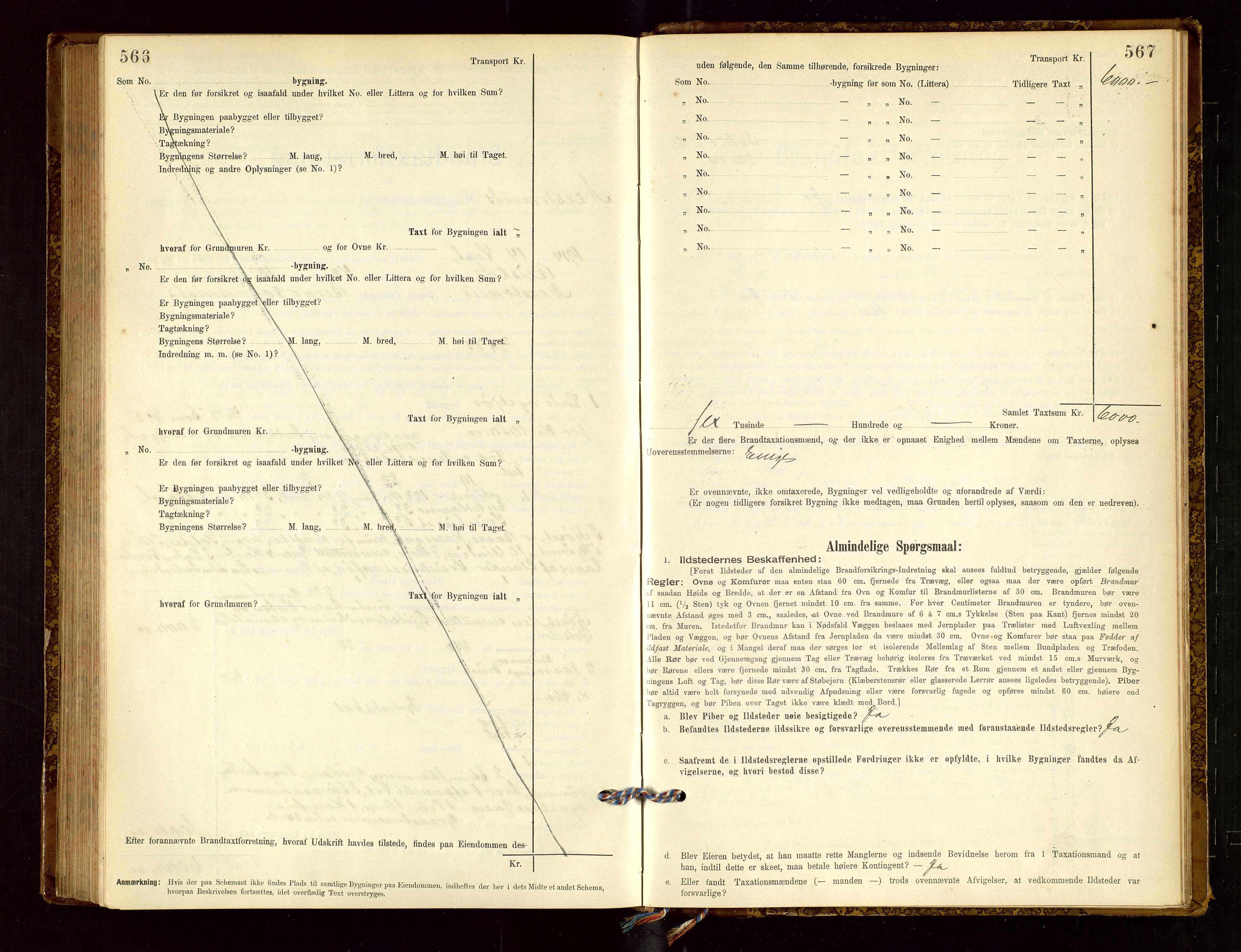 Nedstrand lensmannskontor, SAST/A-100236/Gob/L0001: "Brandtaxationsprotokol for Nerstrand Lensmandsdistrikt Ryfylke fogderi", 1895-1915, p. 566-567