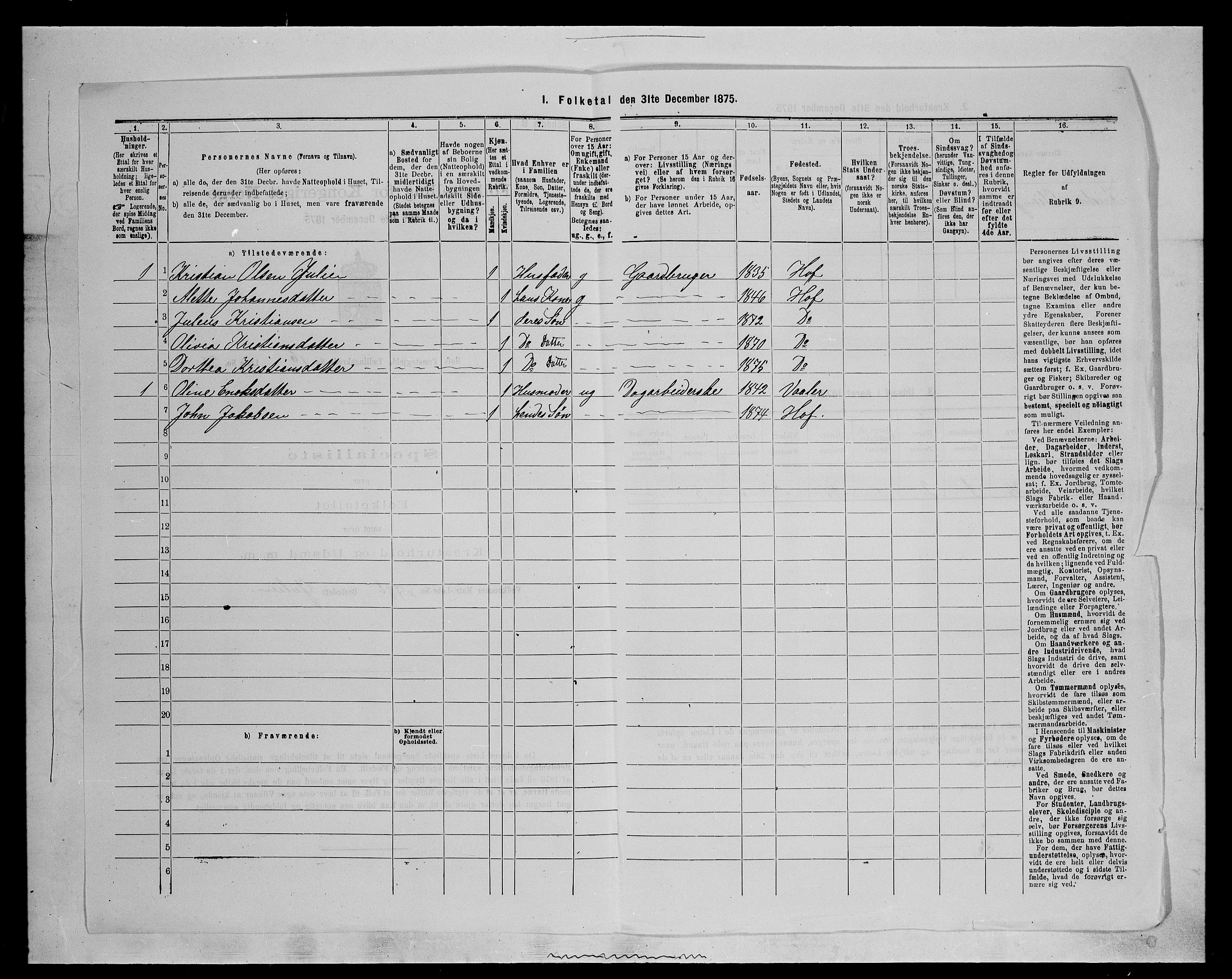 SAH, 1875 census for 0424P Hof, 1875, p. 234