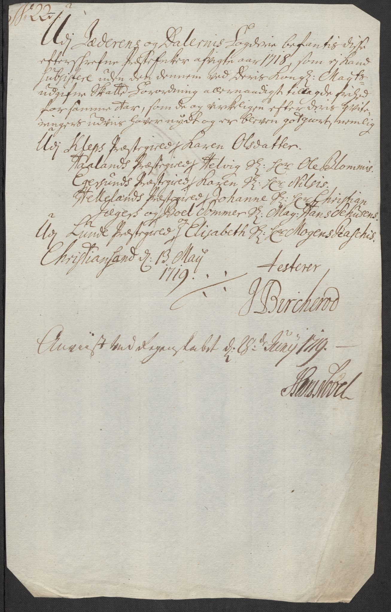 Rentekammeret inntil 1814, Reviderte regnskaper, Fogderegnskap, AV/RA-EA-4092/R46/L2743: Fogderegnskap Jæren og Dalane, 1718, p. 349