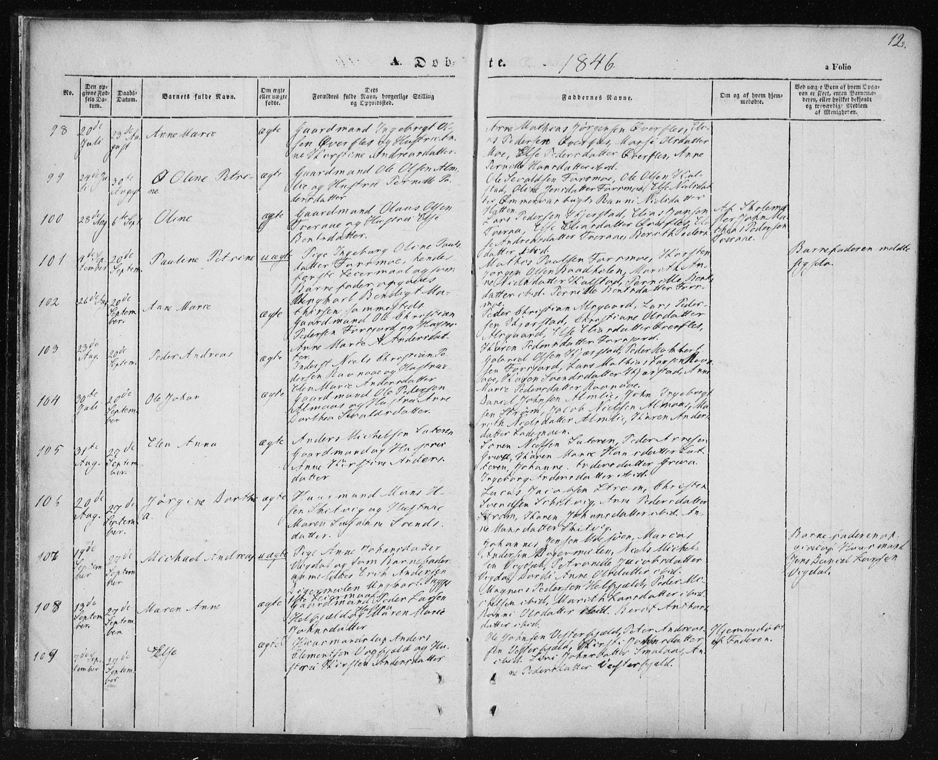 Ministerialprotokoller, klokkerbøker og fødselsregistre - Nordland, SAT/A-1459/820/L0291: Parish register (official) no. 820A12, 1846-1854, p. 12