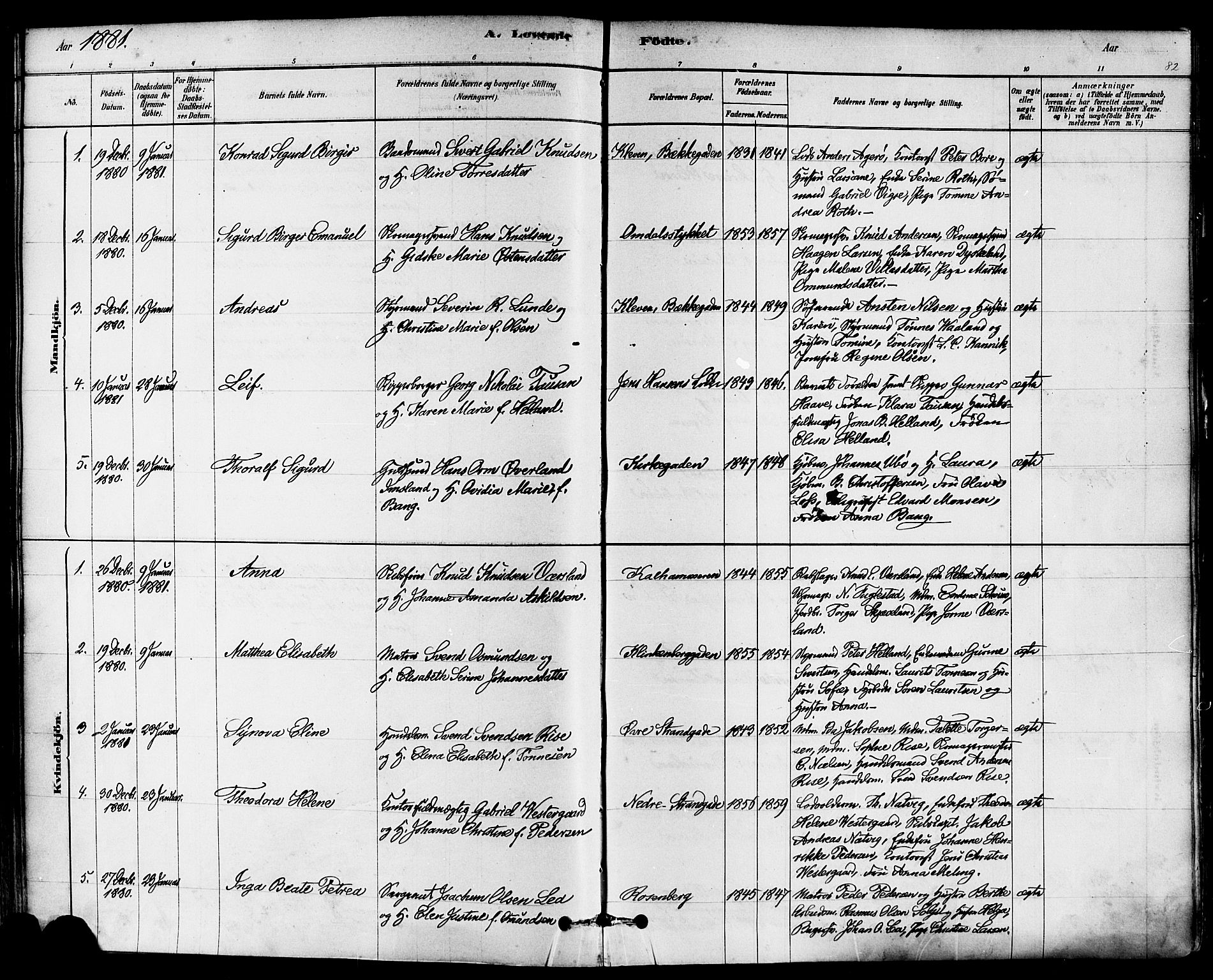 Domkirken sokneprestkontor, SAST/A-101812/001/30/30BA/L0026: Parish register (official) no. A 25, 1878-1889, p. 82