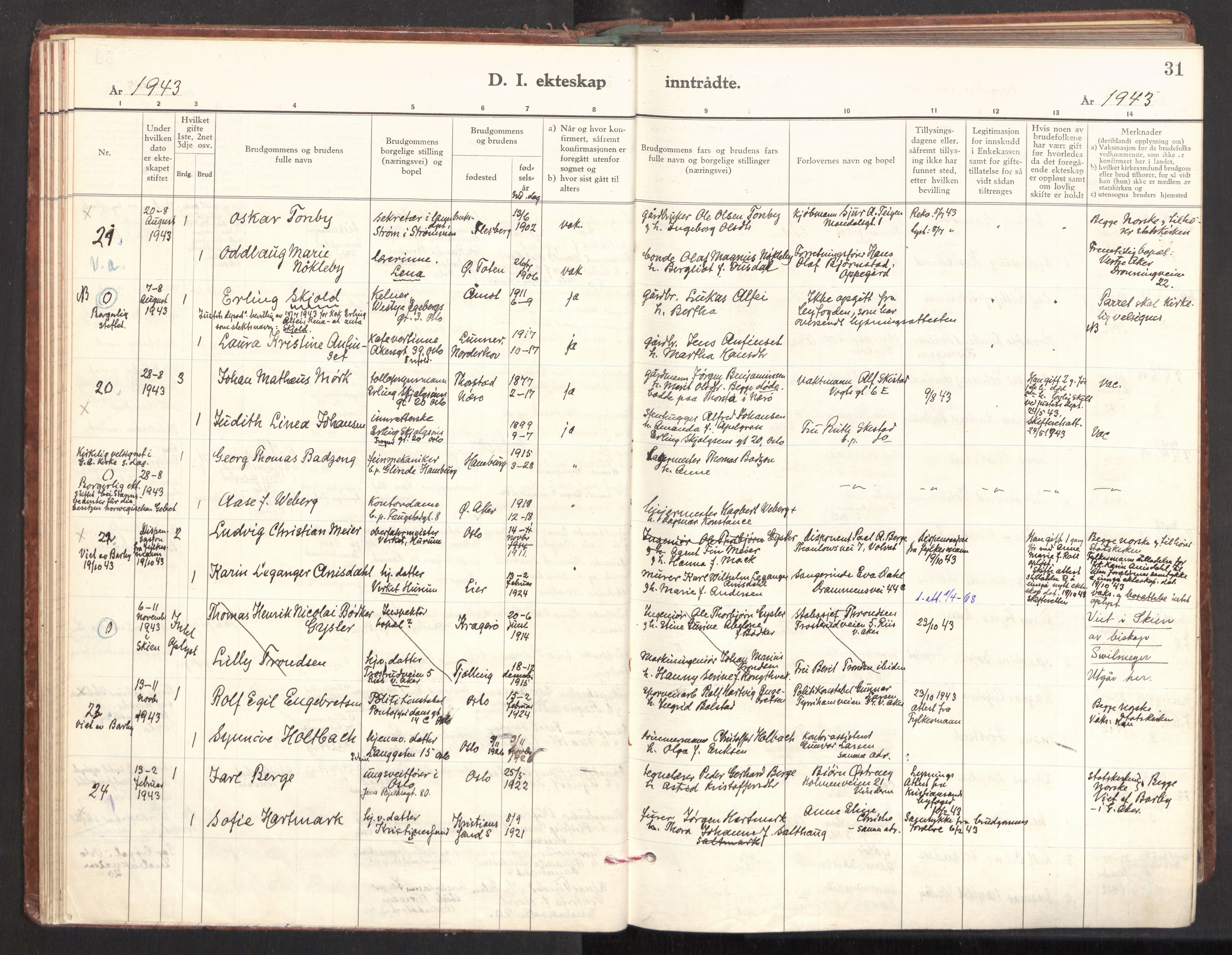 Gamle Aker prestekontor Kirkebøker, AV/SAO-A-10617a/F/L0022: Parish register (official) no. 22, 1941-1952, p. 31