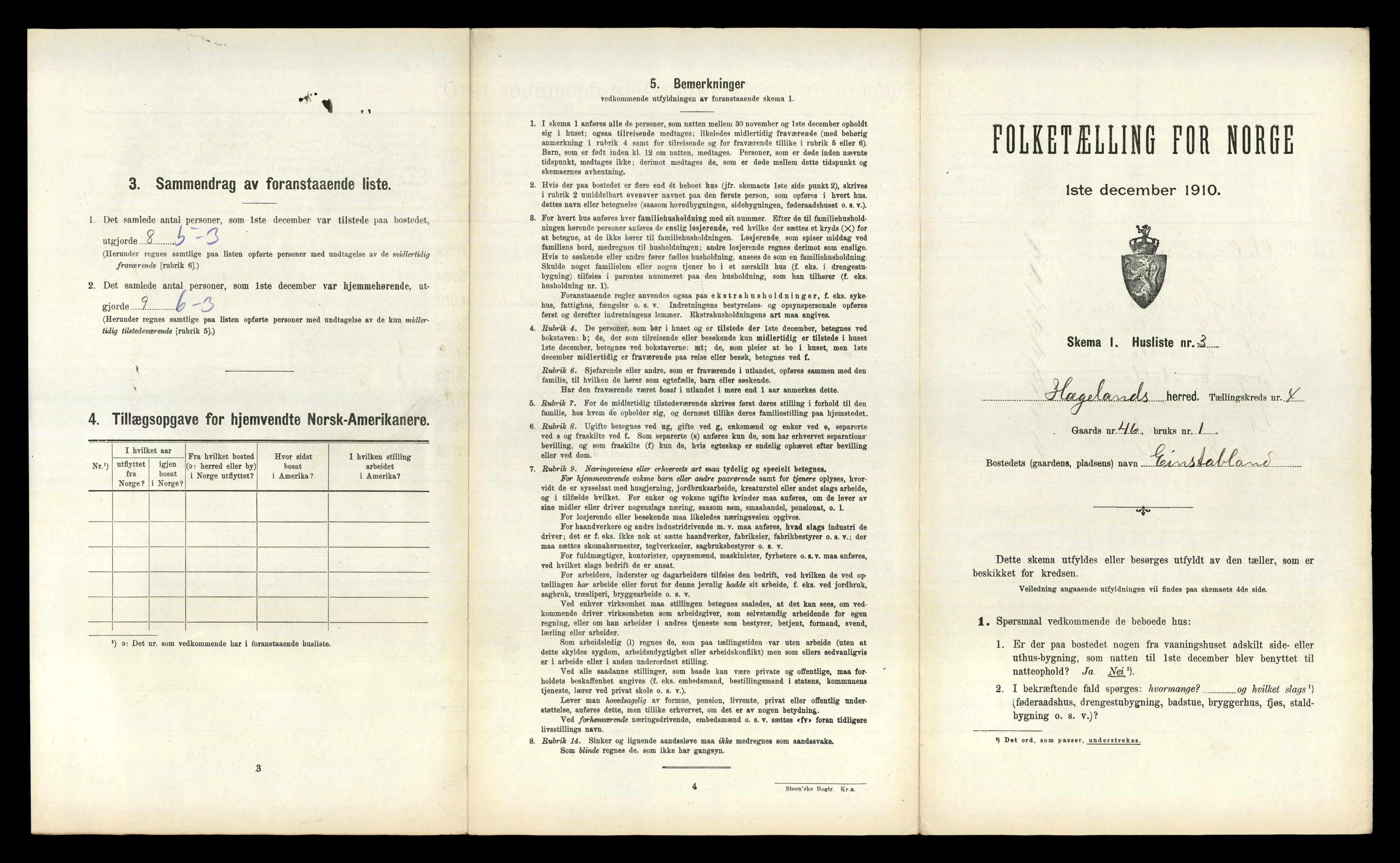 RA, 1910 census for Hægeland, 1910, p. 222