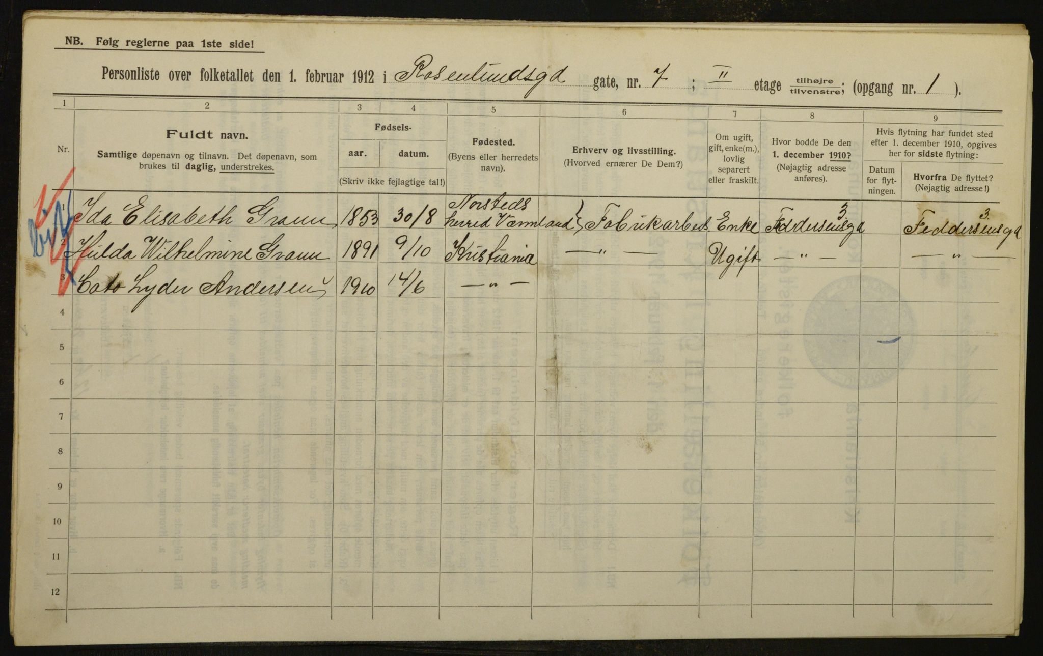 OBA, Municipal Census 1912 for Kristiania, 1912, p. 84208