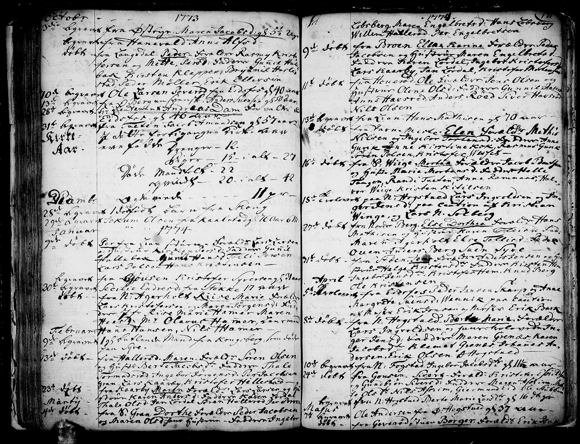 Hof kirkebøker, AV/SAKO-A-64/F/Fa/L0002: Parish register (official) no. I 2, 1746-1781, p. 170-171