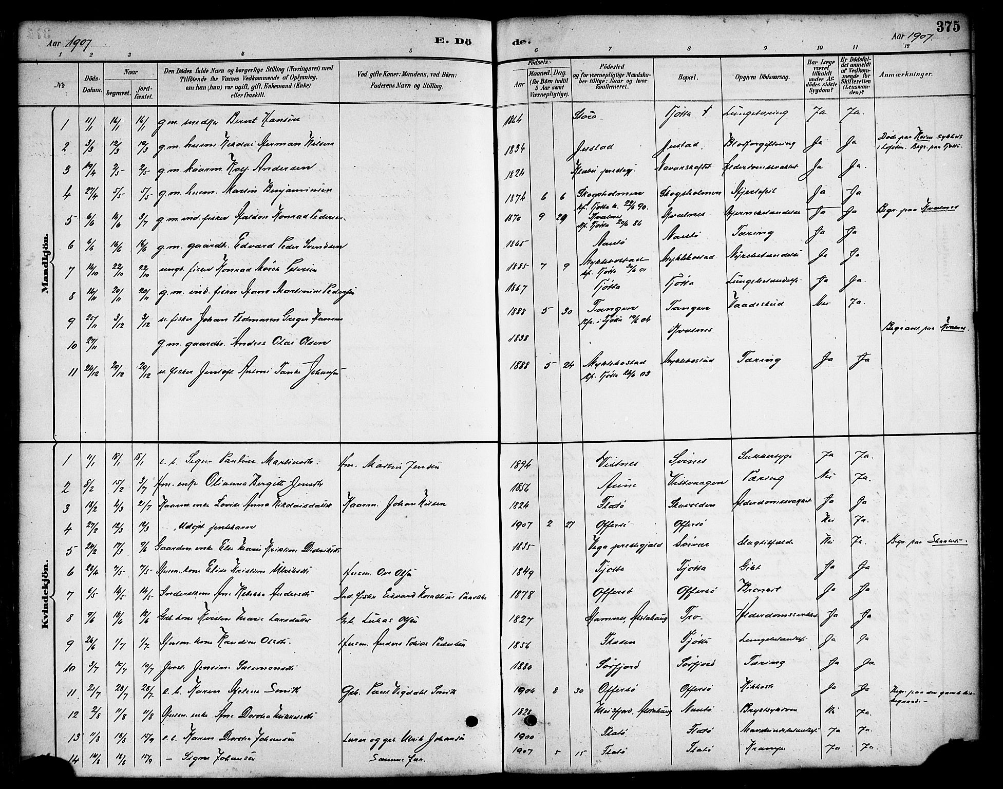 Ministerialprotokoller, klokkerbøker og fødselsregistre - Nordland, AV/SAT-A-1459/817/L0268: Parish register (copy) no. 817C03, 1884-1920, p. 375