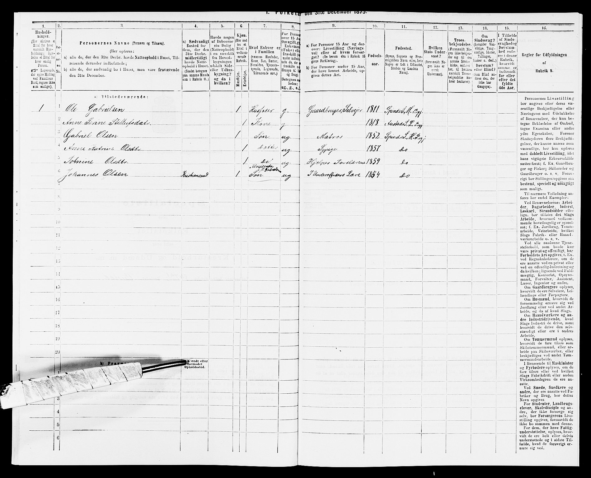 SAK, 1875 census for 1039P Herad, 1875, p. 855