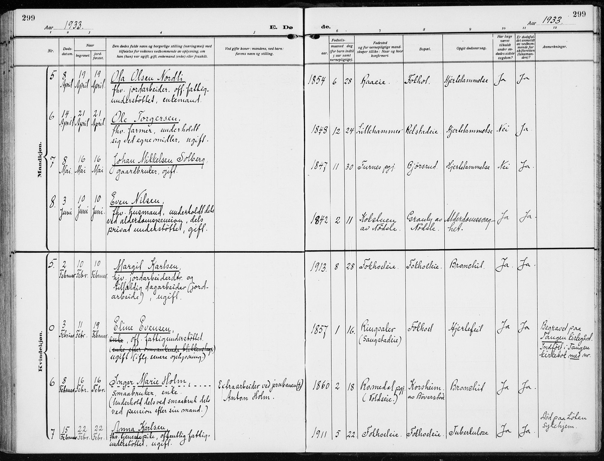 Stange prestekontor, AV/SAH-PREST-002/K/L0026: Parish register (official) no. 26, 1923-1937, p. 299