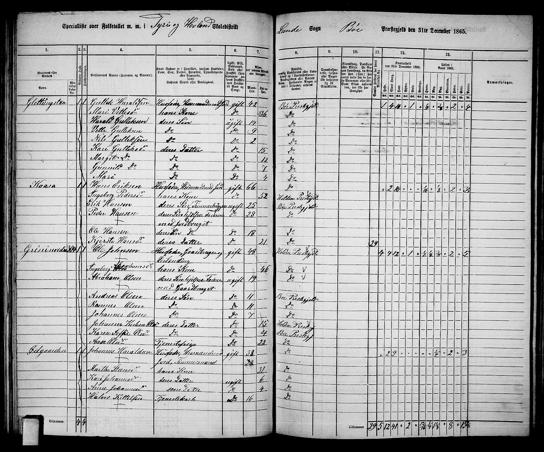 RA, 1865 census for Bø, 1865, p. 82