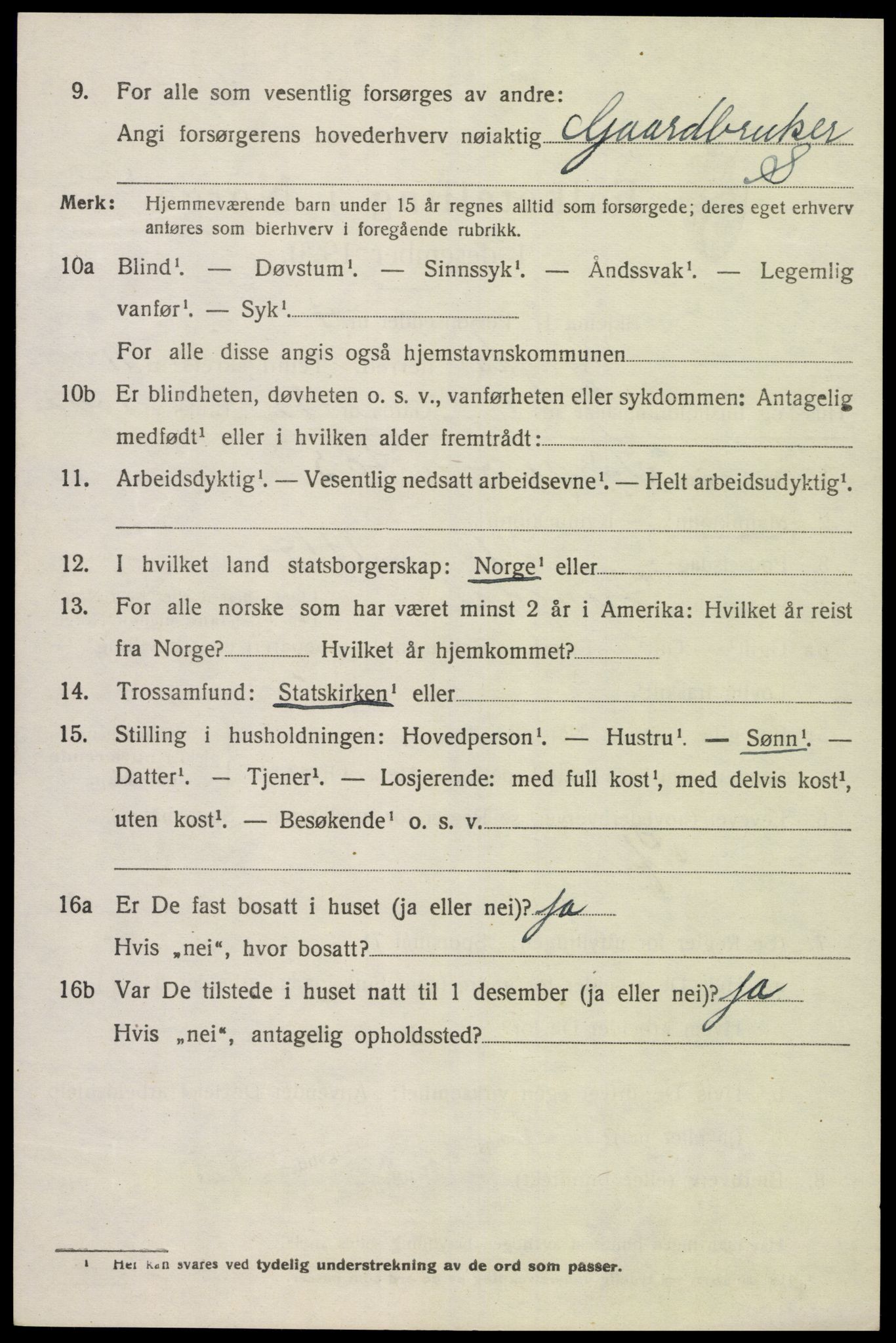 SAK, 1920 census for Lyngdal, 1920, p. 5292