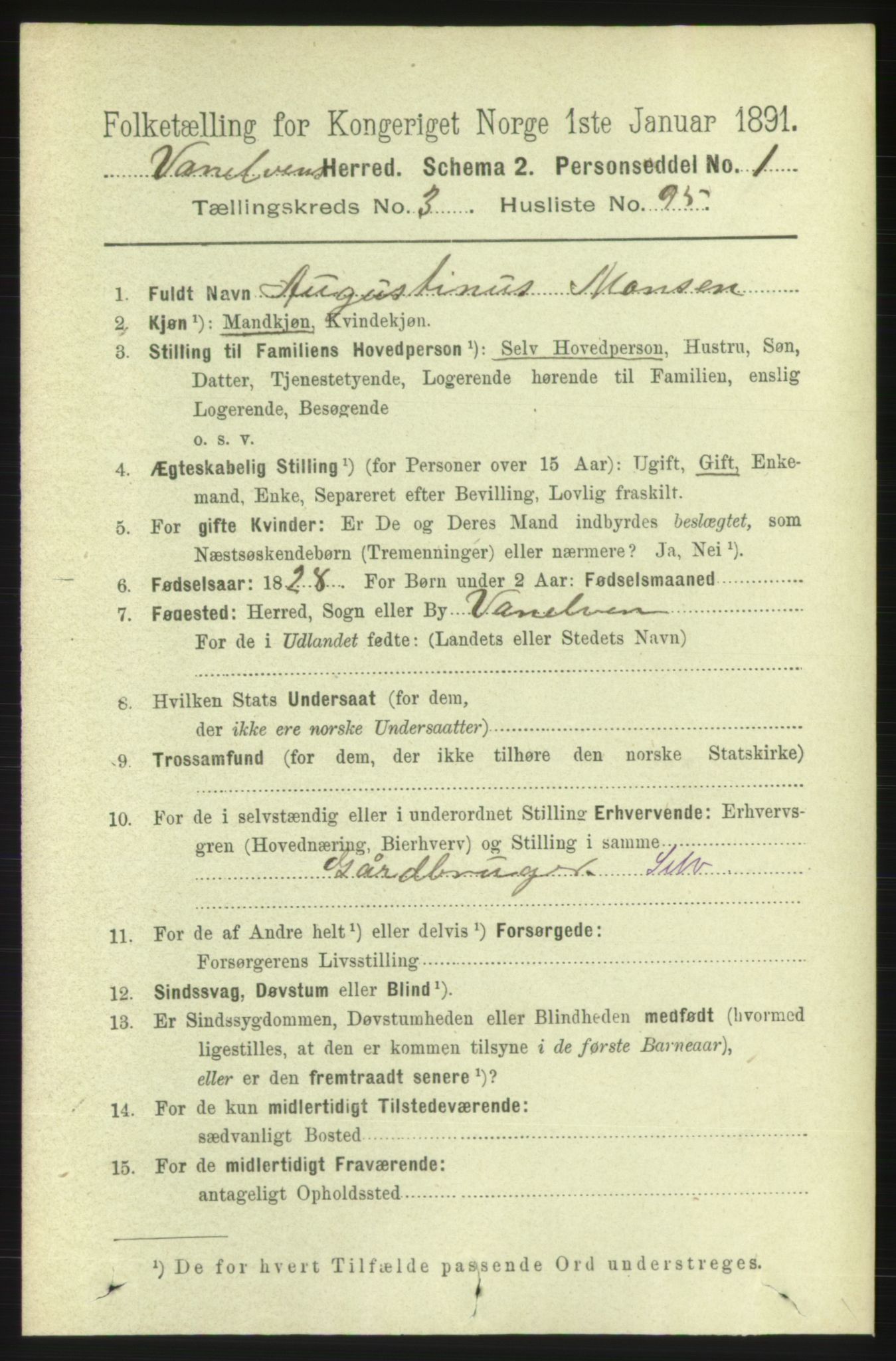 RA, 1891 census for 1511 Vanylven, 1891, p. 1749