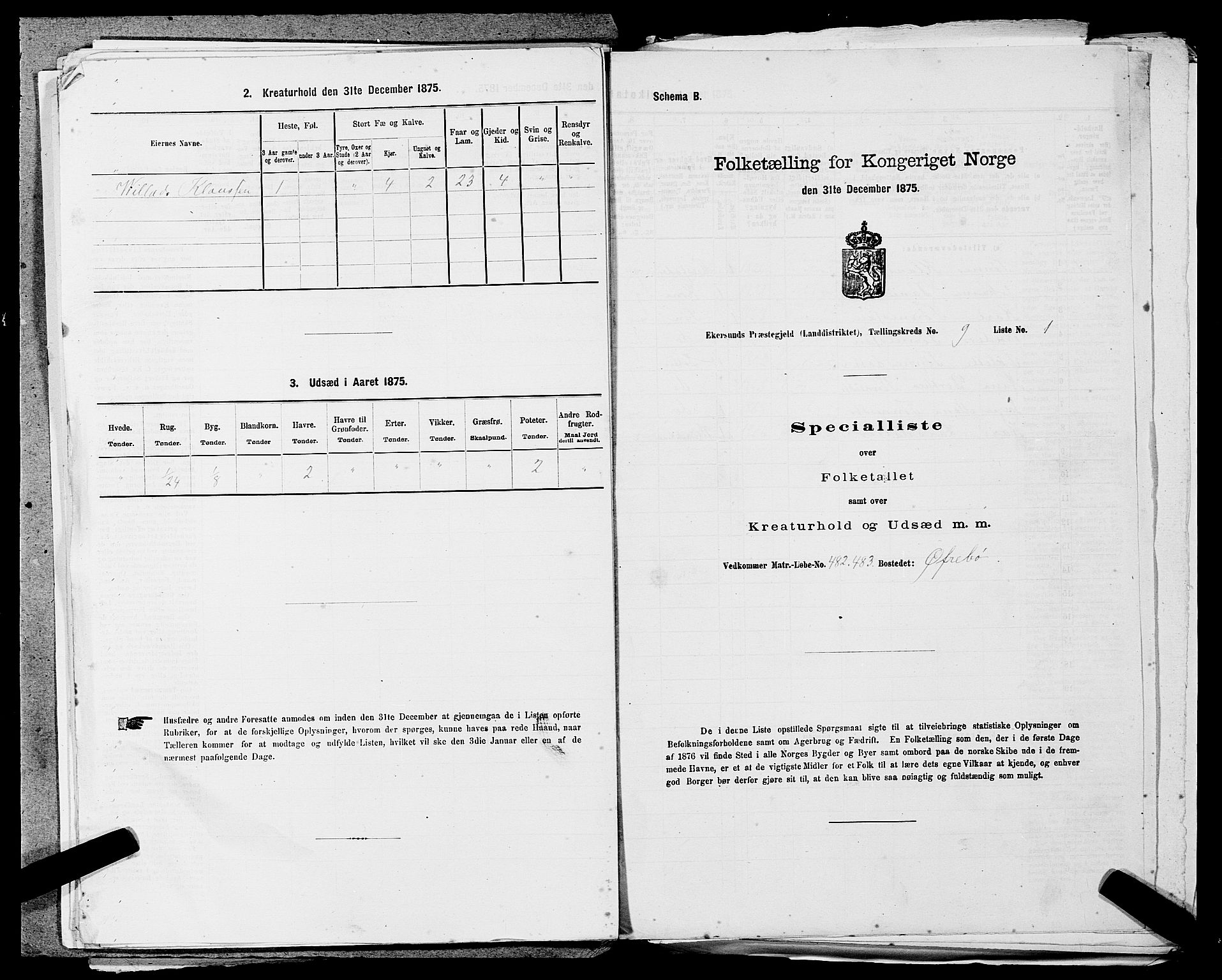 SAST, 1875 census for 1116L Eigersund/Eigersund og Ogna, 1875, p. 1095