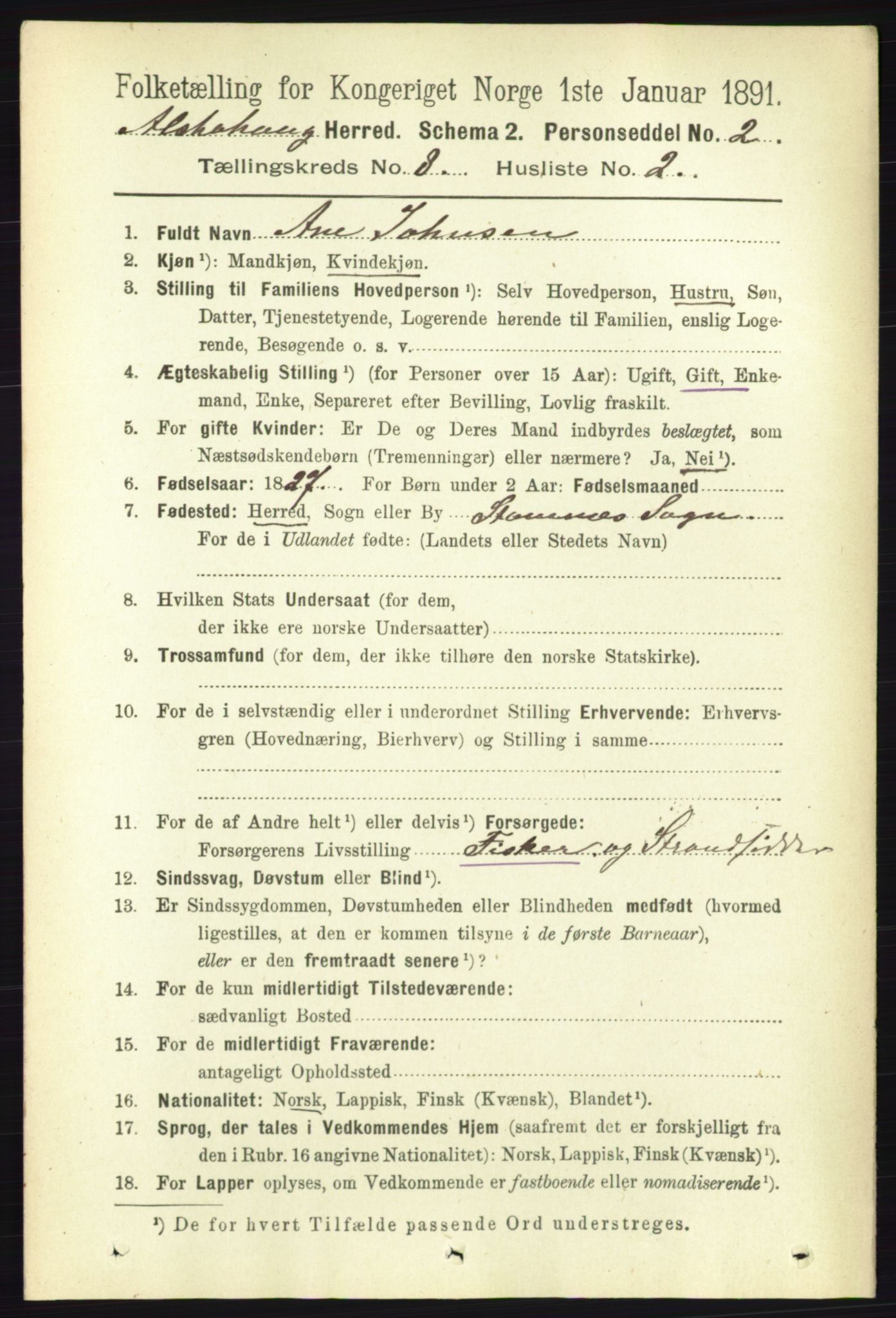 RA, 1891 census for 1820 Alstahaug, 1891, p. 2912