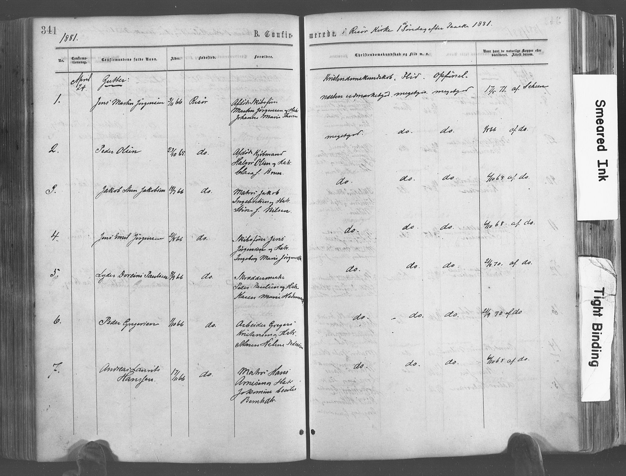 Risør sokneprestkontor, AV/SAK-1111-0035/F/Fa/L0004: Parish register (official) no. A 4, 1865-1882, p. 341