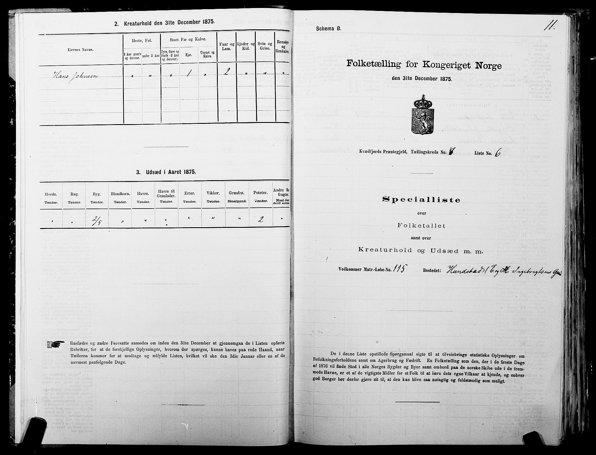 SATØ, 1875 census for 1911P Kvæfjord, 1875, p. 3011