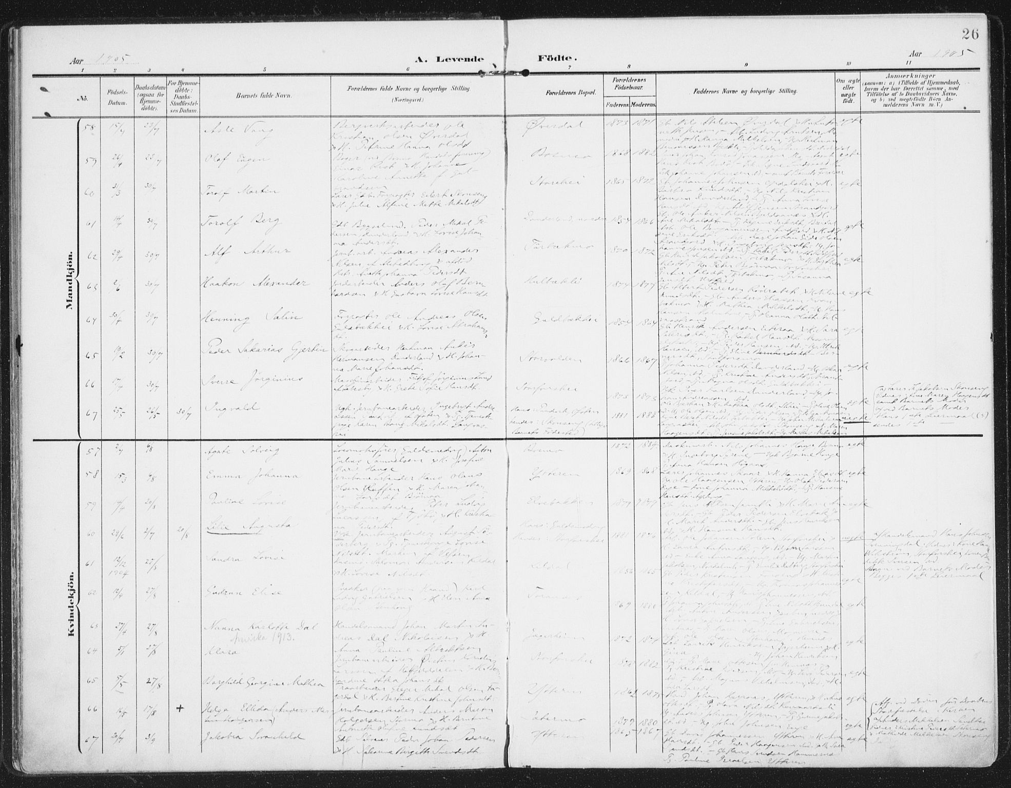 Ministerialprotokoller, klokkerbøker og fødselsregistre - Nordland, SAT/A-1459/827/L0402: Parish register (official) no. 827A14, 1903-1912, p. 26