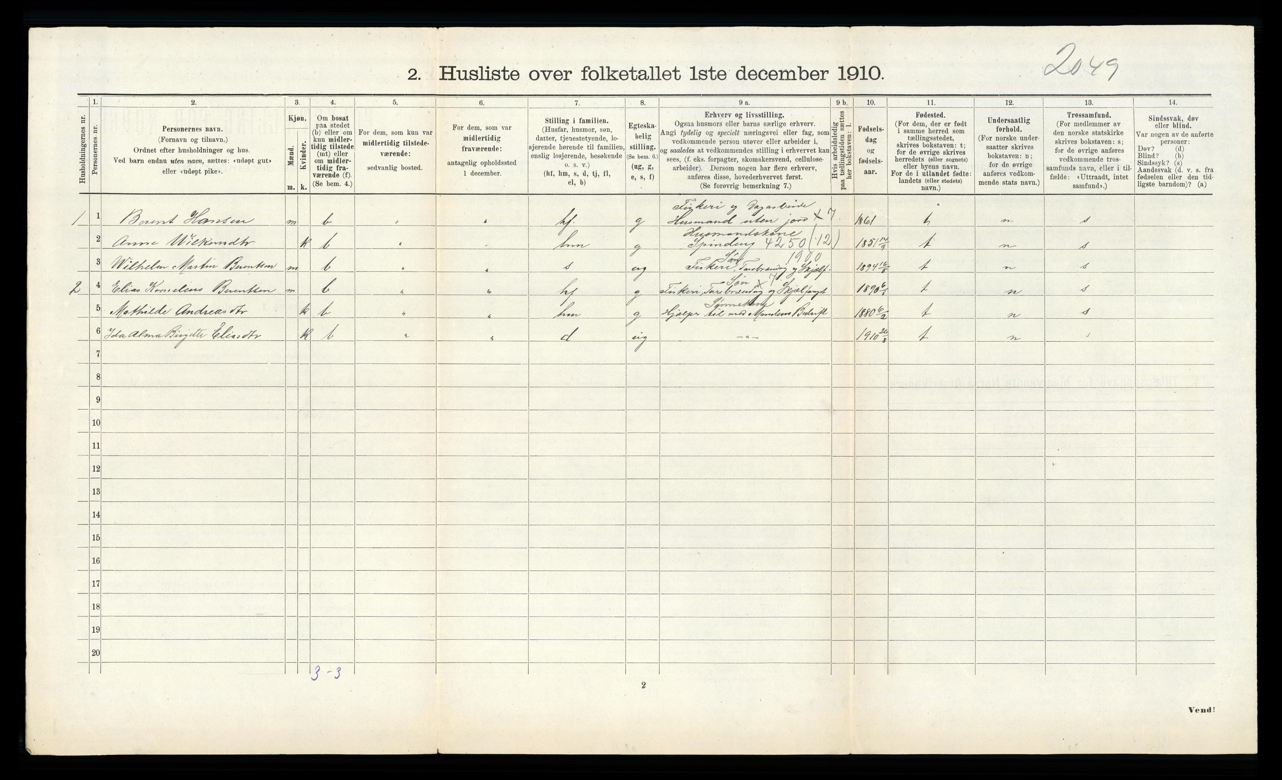 RA, 1910 census for Solund, 1910, p. 390