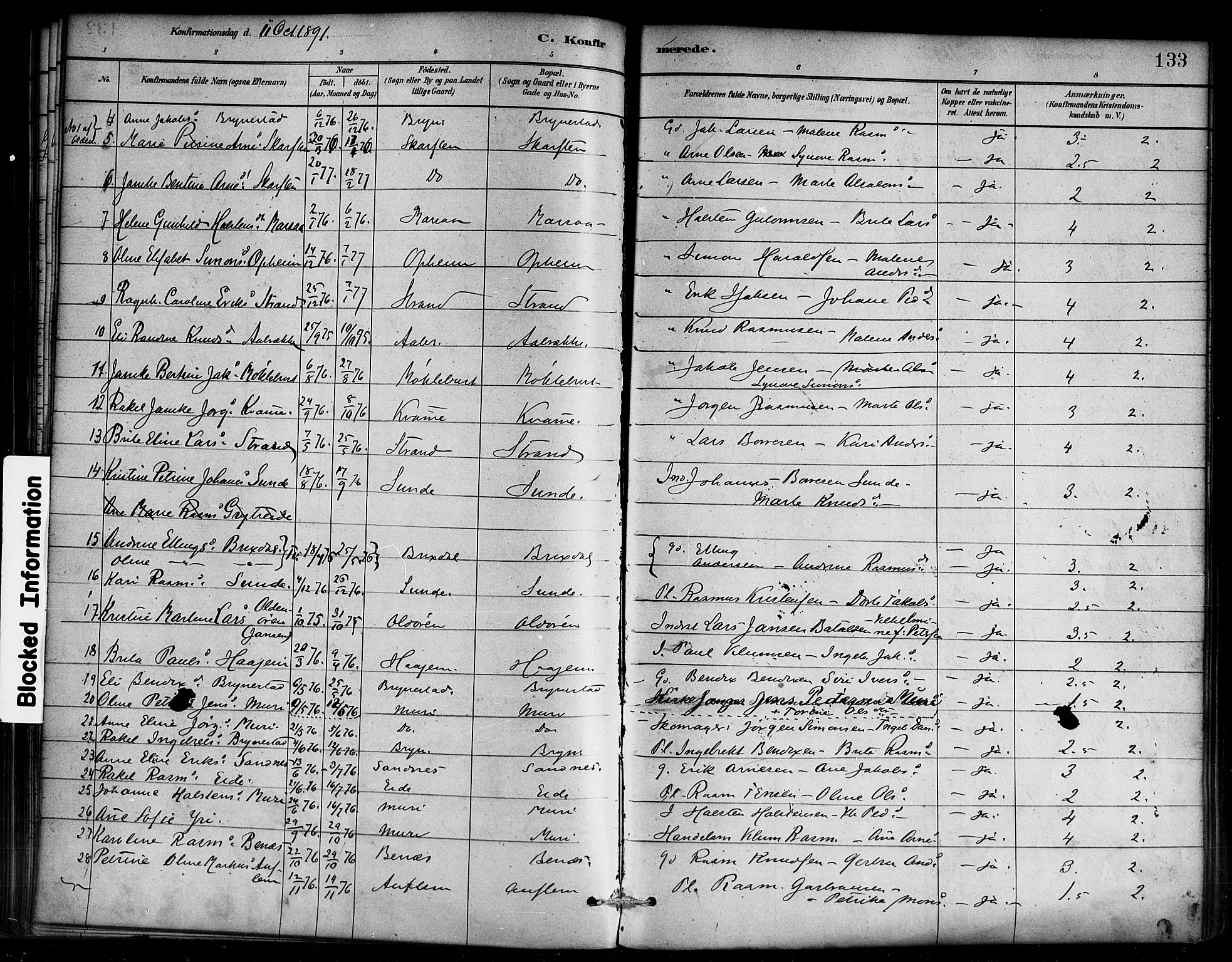 Innvik sokneprestembete, SAB/A-80501: Parish register (official) no. C 1, 1879-1900, p. 133