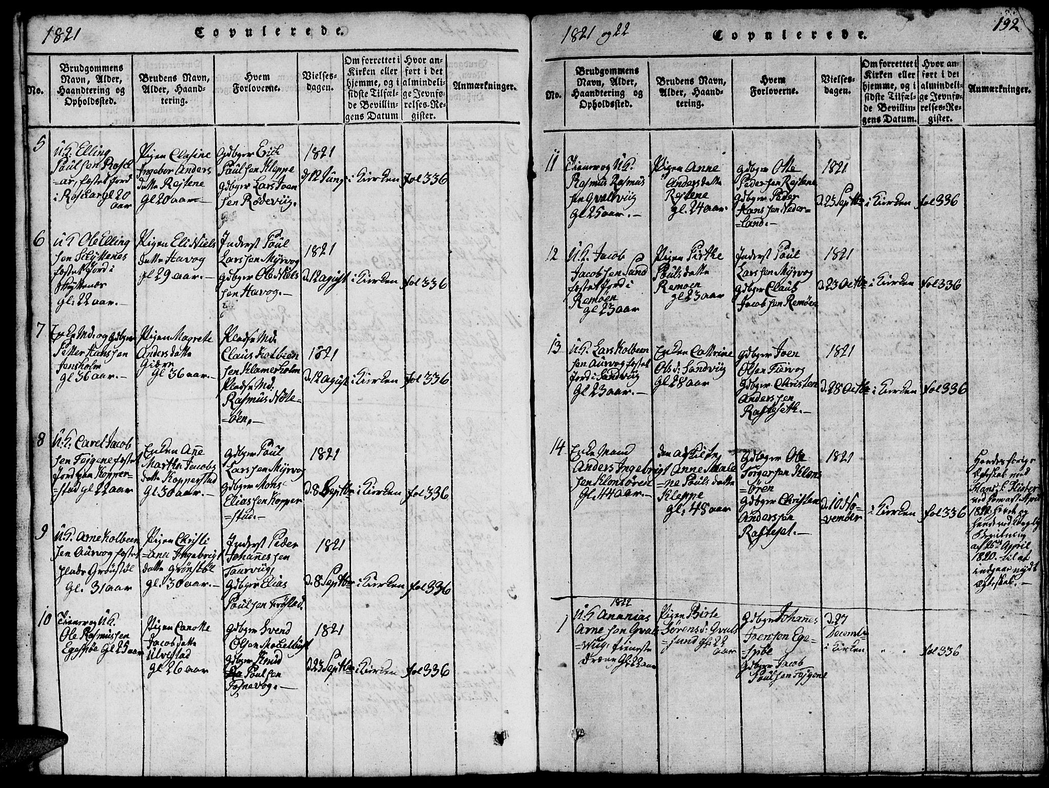 Ministerialprotokoller, klokkerbøker og fødselsregistre - Møre og Romsdal, AV/SAT-A-1454/507/L0078: Parish register (copy) no. 507C01, 1816-1840, p. 192