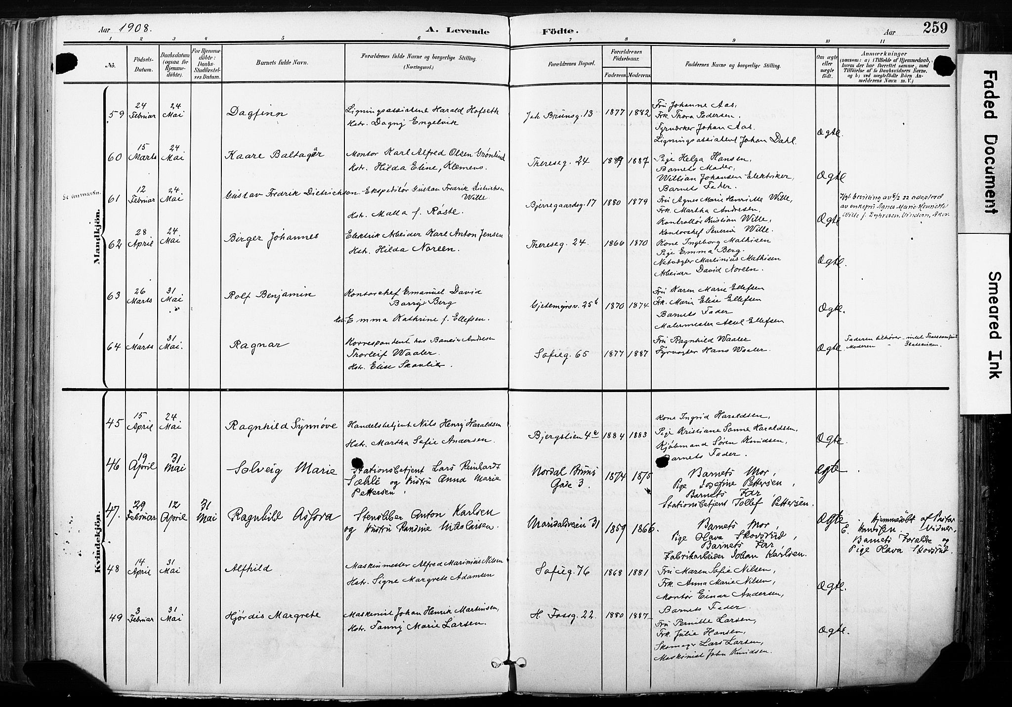 Gamle Aker prestekontor Kirkebøker, SAO/A-10617a/F/L0013: Parish register (official) no. 13, 1901-1908, p. 259