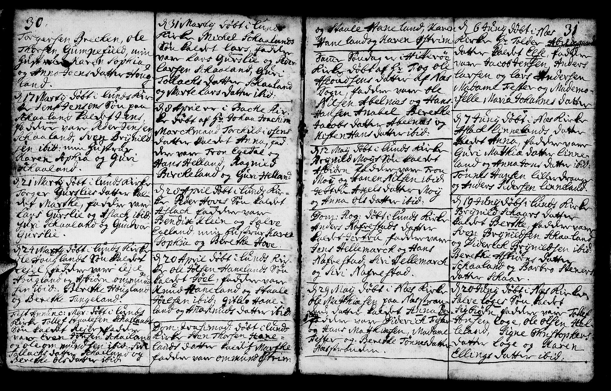 Lund sokneprestkontor, AV/SAST-A-101809/S06/L0002: Parish register (official) no. A 2, 1738-1760, p. 30-31