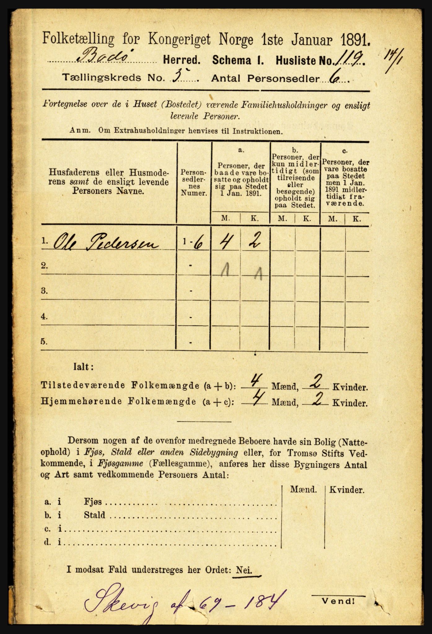 RA, 1891 census for 1843 Bodø, 1891, p. 3149