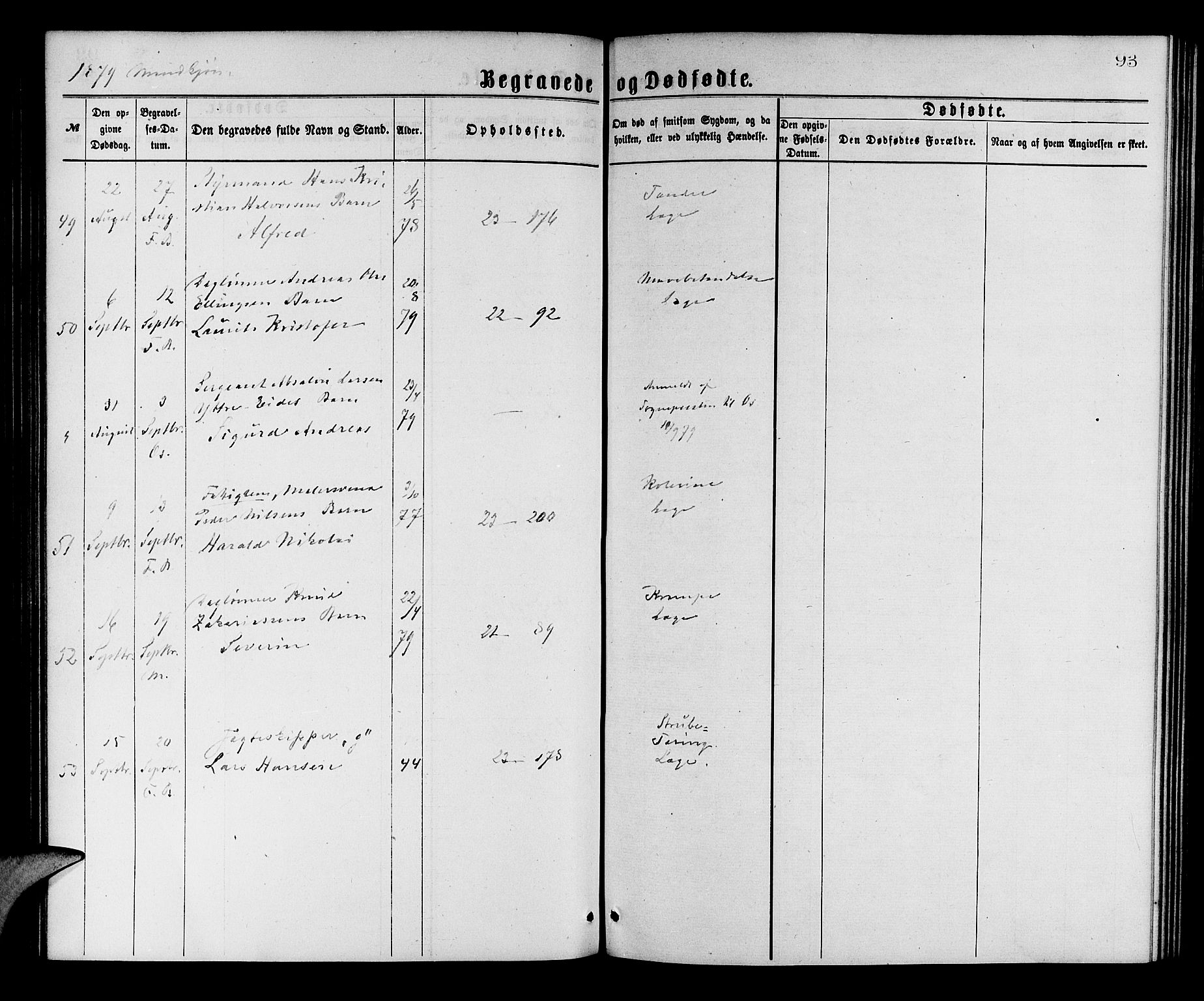 Korskirken sokneprestembete, AV/SAB-A-76101/H/Hab: Parish register (copy) no. E 3, 1871-1883, p. 93
