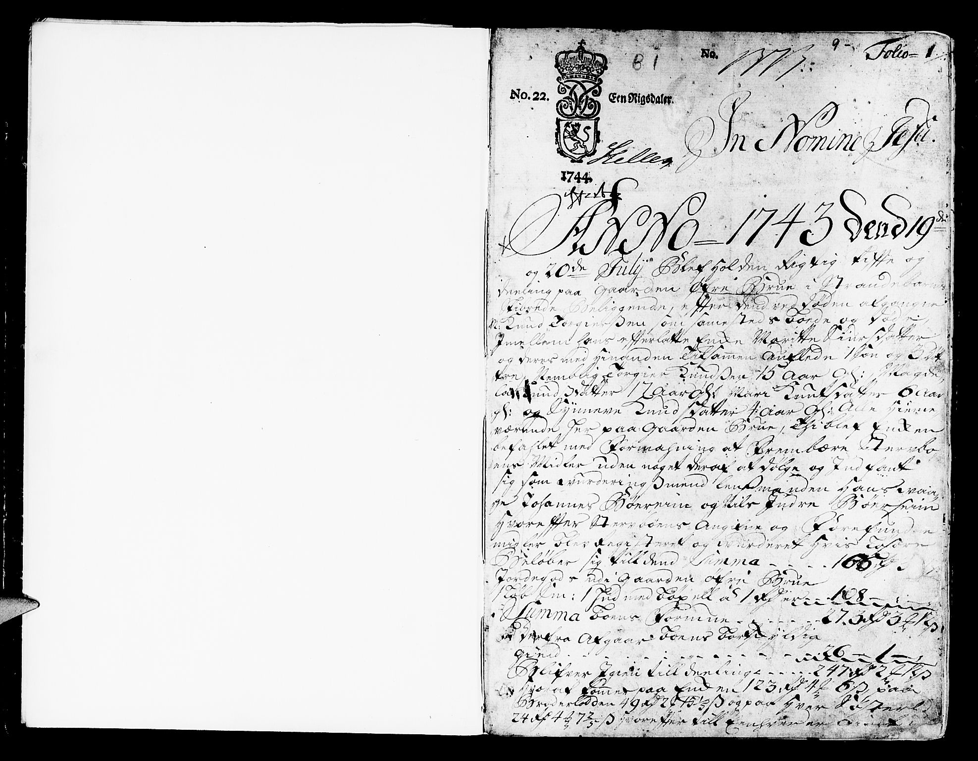 Sunnhordland sorenskrivar, SAB/A-2401/1/H/Ha/Haa/L0006: Skifteprotokollar. Register på lesesal. Fol. 1061- ut, 1743-1749, p. 0b-1a