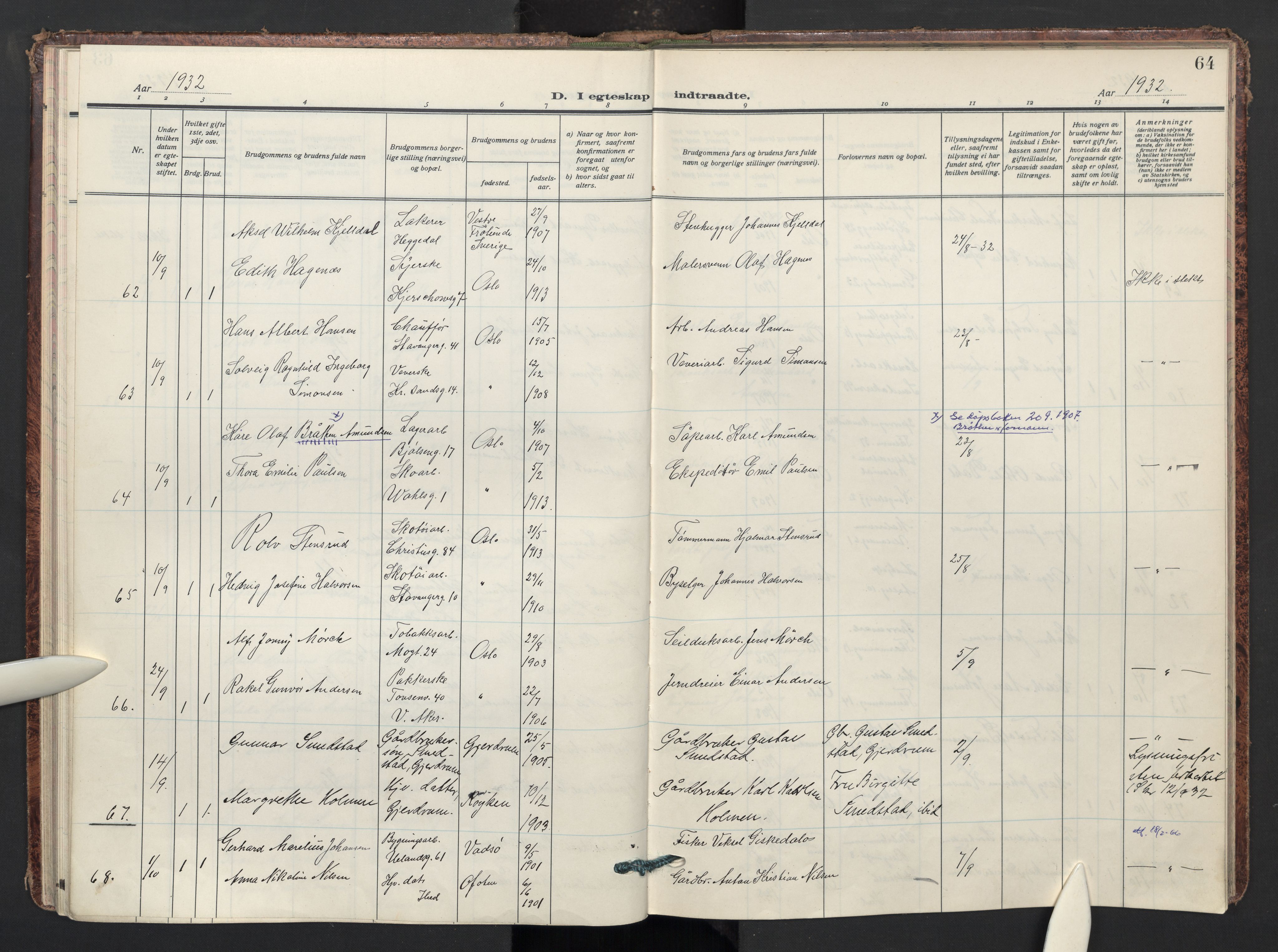 Sagene prestekontor Kirkebøker, AV/SAO-A-10796/F/L0016: Parish register (official) no. 16, 1929-1935, p. 64