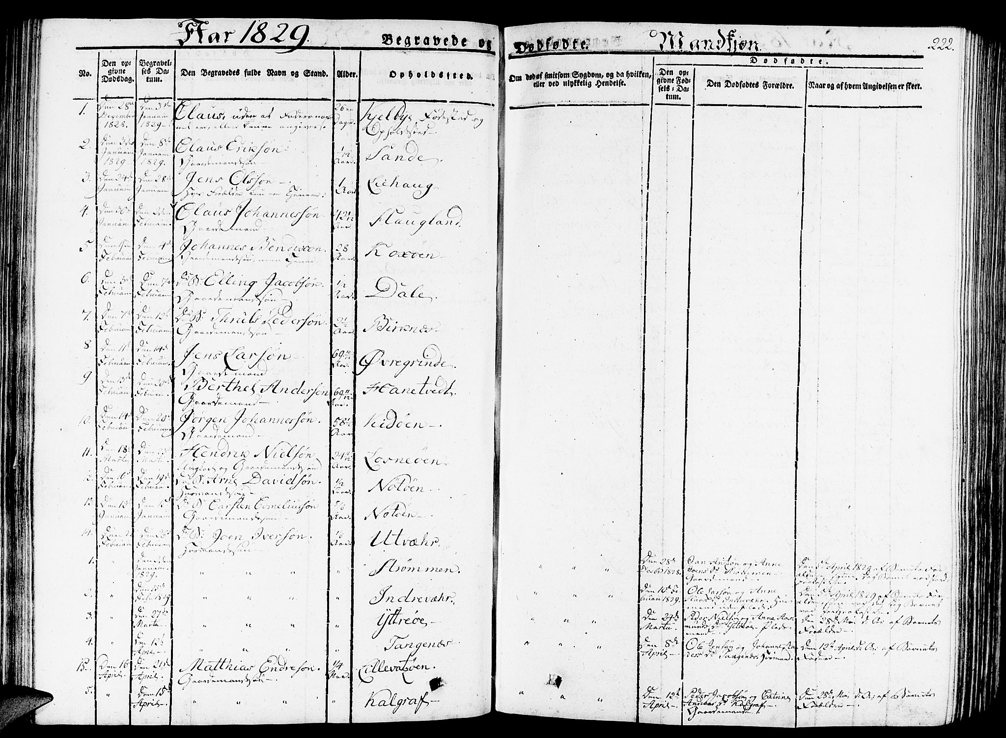 Gulen sokneprestembete, AV/SAB-A-80201/H/Haa/Haaa/L0019: Parish register (official) no. A 19, 1826-1836, p. 222