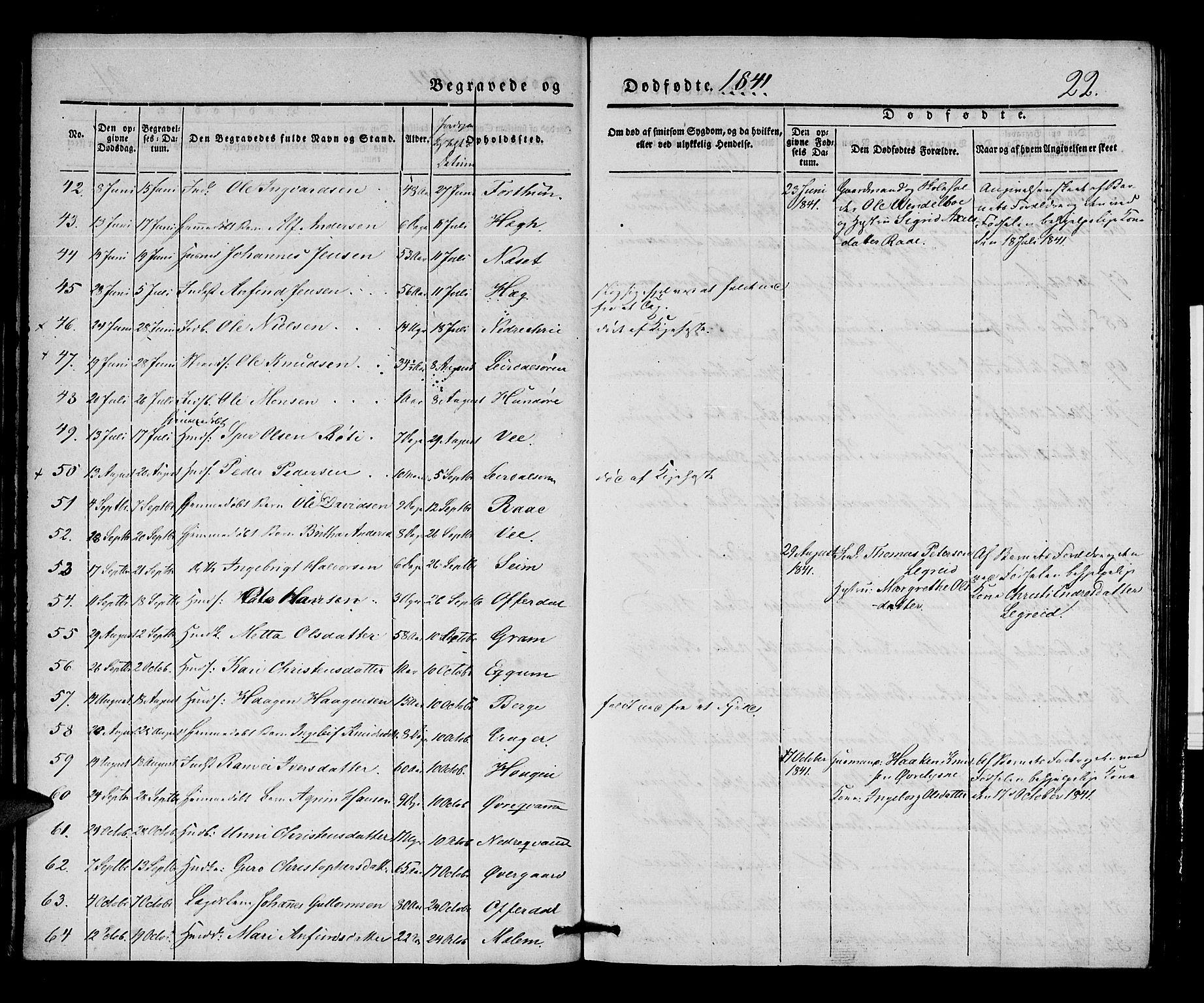 Lærdal sokneprestembete, AV/SAB-A-81201: Parish register (official) no. A 9, 1835-1857, p. 22