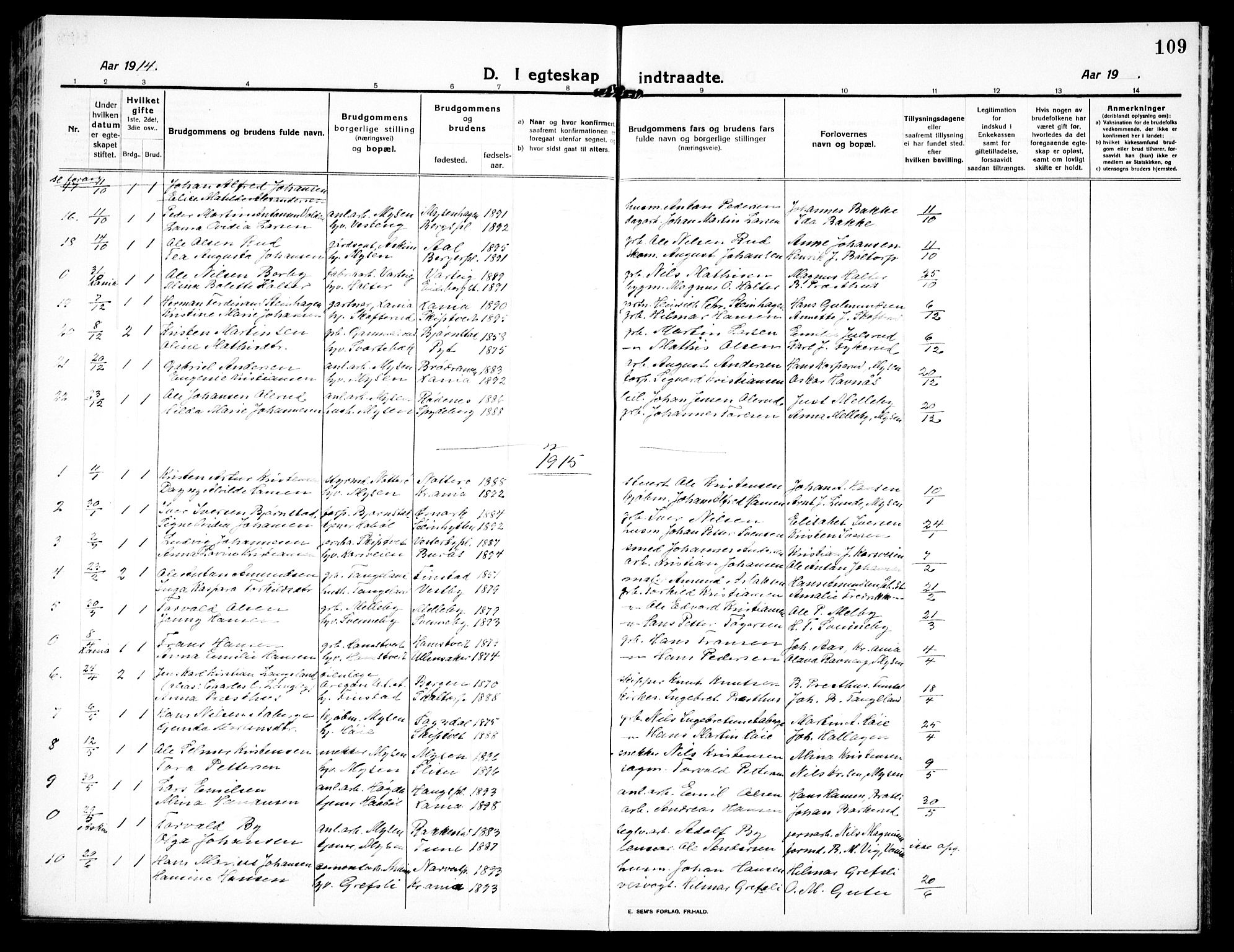 Eidsberg prestekontor Kirkebøker, AV/SAO-A-10905/G/Ga/L0003: Parish register (copy) no. I 3, 1913-1937, p. 109