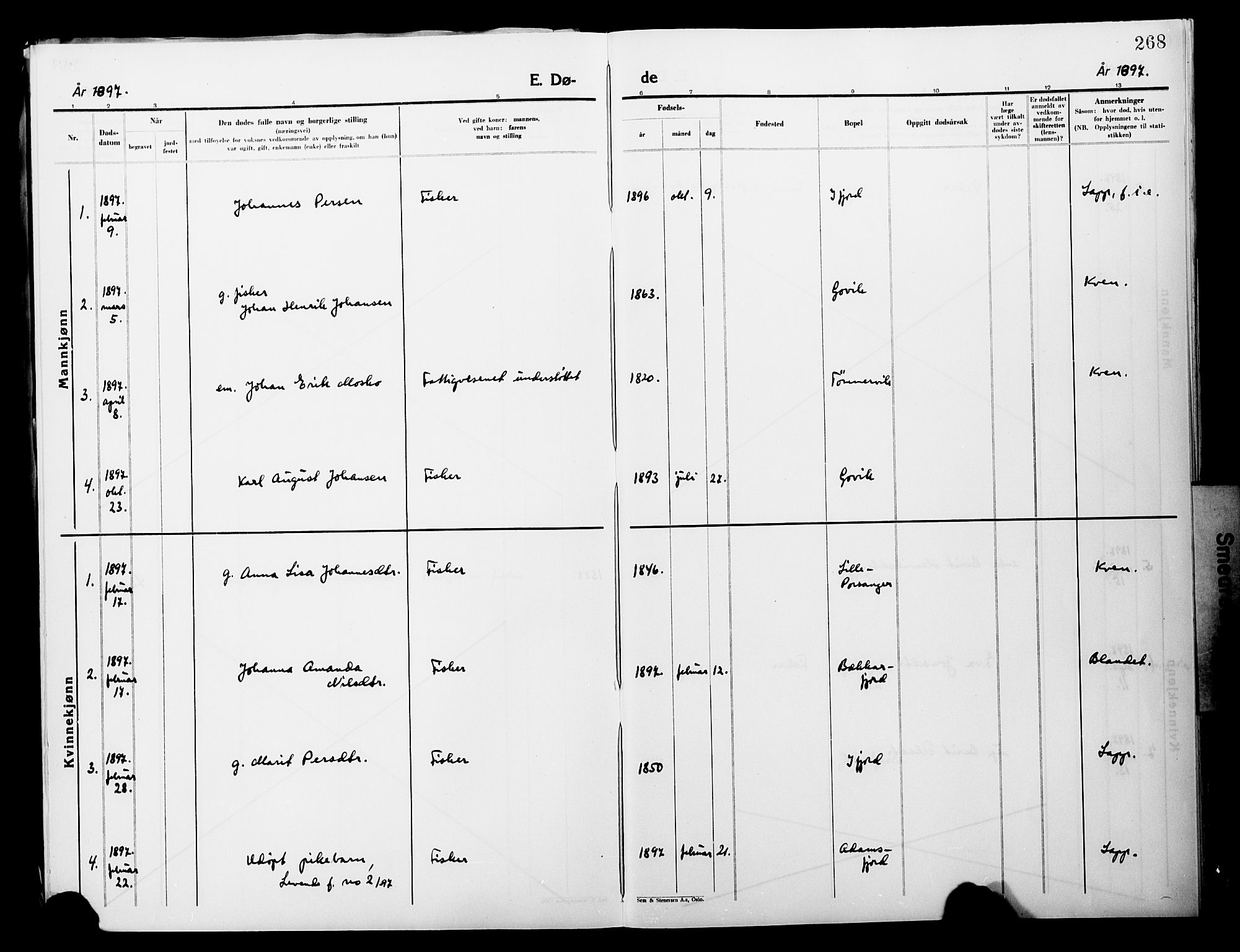 Lebesby sokneprestkontor, AV/SATØ-S-1353/H/Ha/L0004kirke: Parish register (official) no. 4, 1870-1902, p. 268