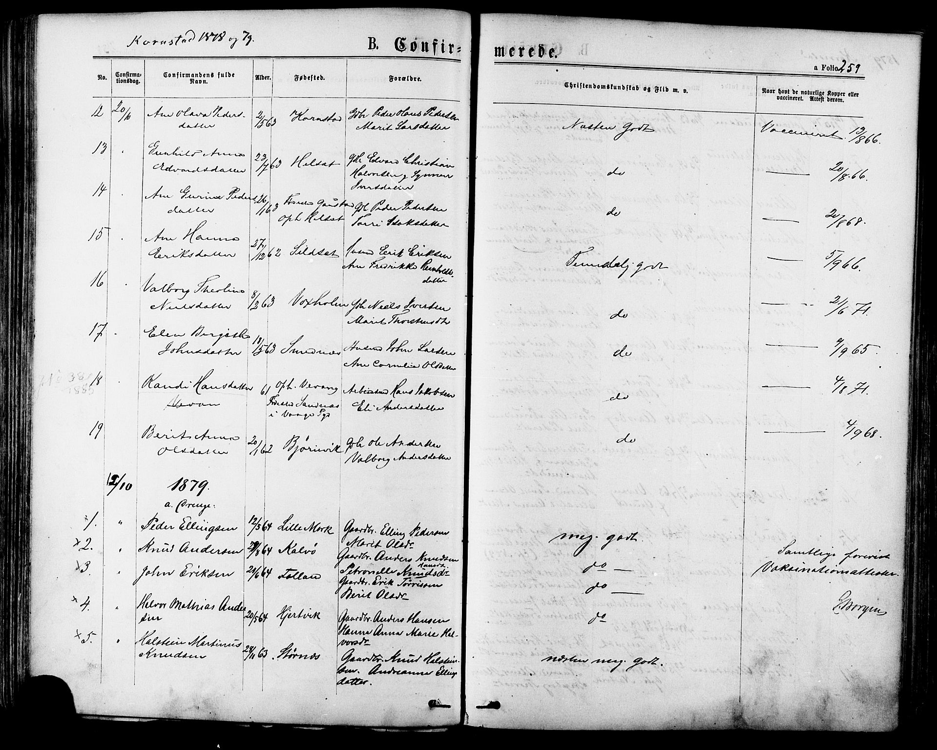 Ministerialprotokoller, klokkerbøker og fødselsregistre - Møre og Romsdal, SAT/A-1454/568/L0806: Parish register (official) no. 568A12 /2, 1878-1884, p. 259