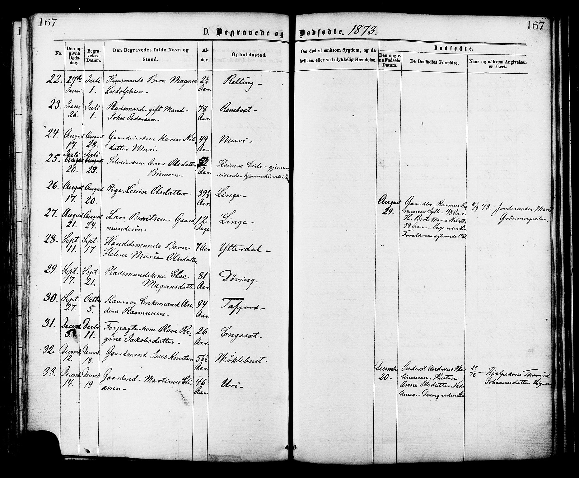 Ministerialprotokoller, klokkerbøker og fødselsregistre - Møre og Romsdal, AV/SAT-A-1454/519/L0254: Parish register (official) no. 519A13, 1868-1883, p. 167