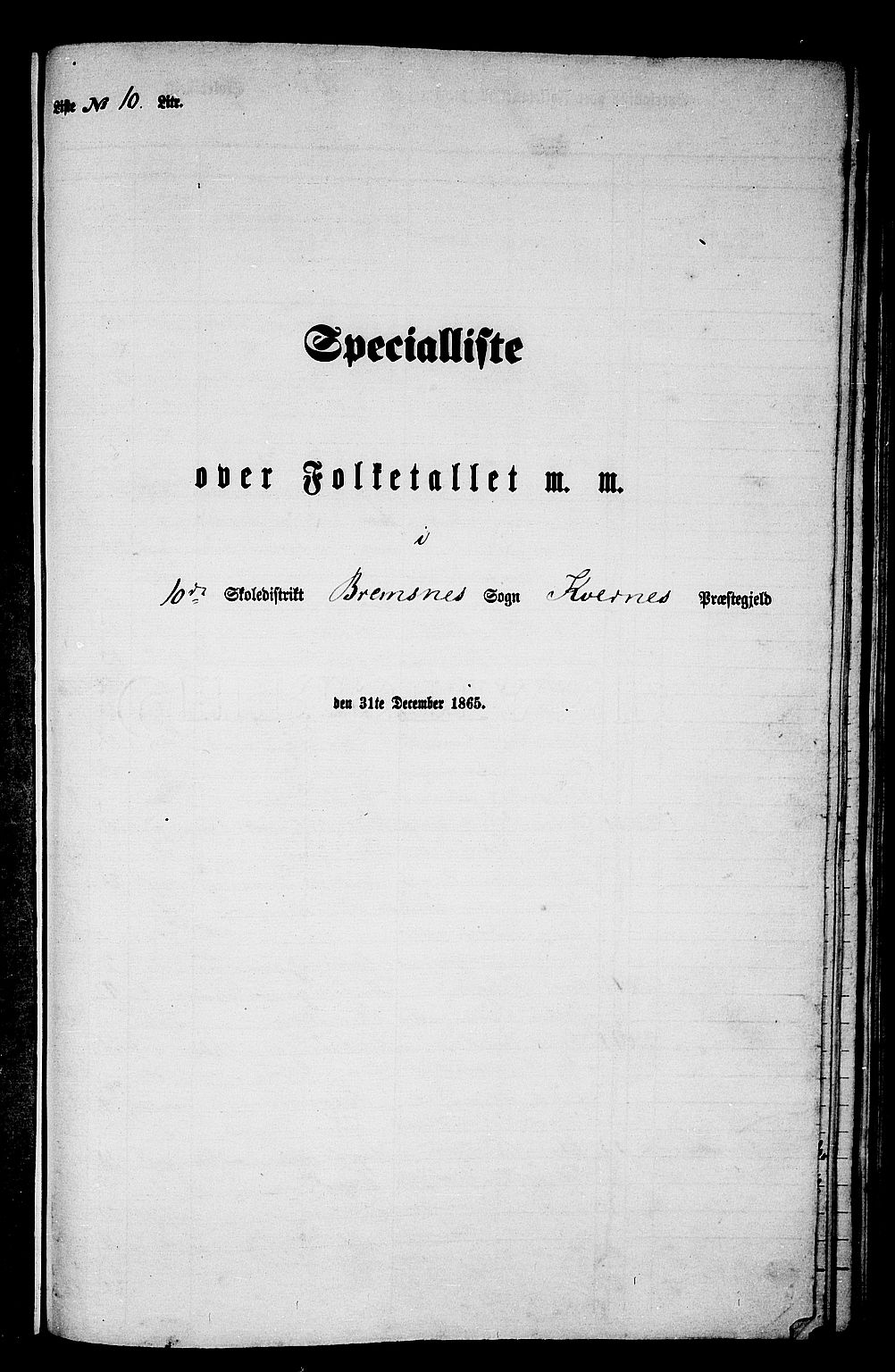RA, 1865 census for Kvernes, 1865, p. 182