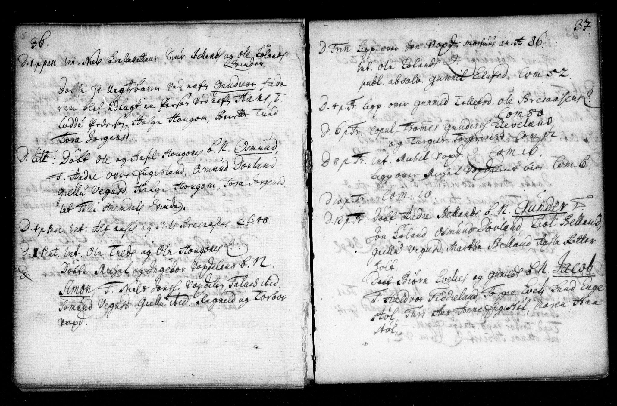 Herefoss sokneprestkontor, AV/SAK-1111-0019/F/Fa/Fab/L0001: Parish register (official) no. A 1, 1704-1779, p. 36-37