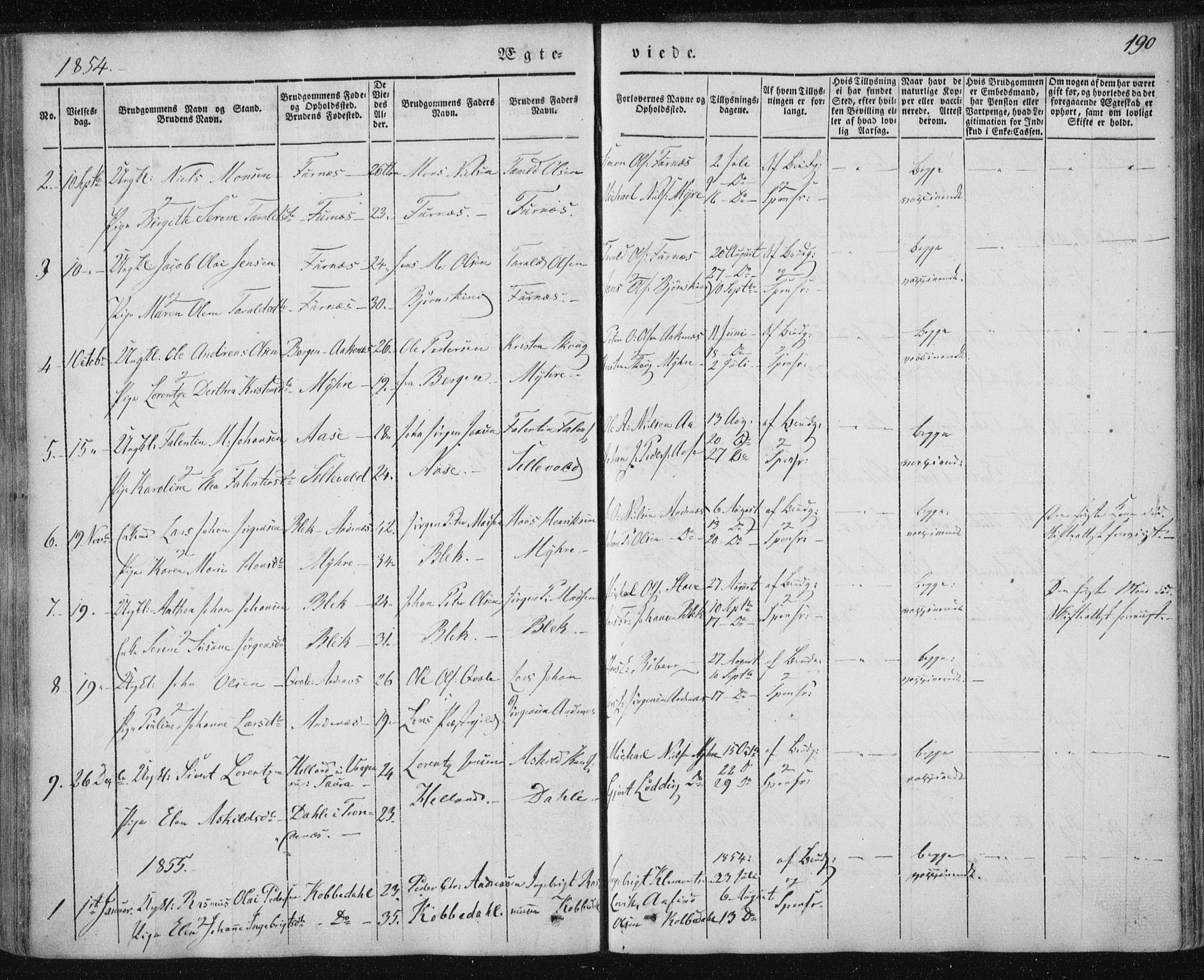 Ministerialprotokoller, klokkerbøker og fødselsregistre - Nordland, SAT/A-1459/897/L1396: Parish register (official) no. 897A04, 1842-1866, p. 190