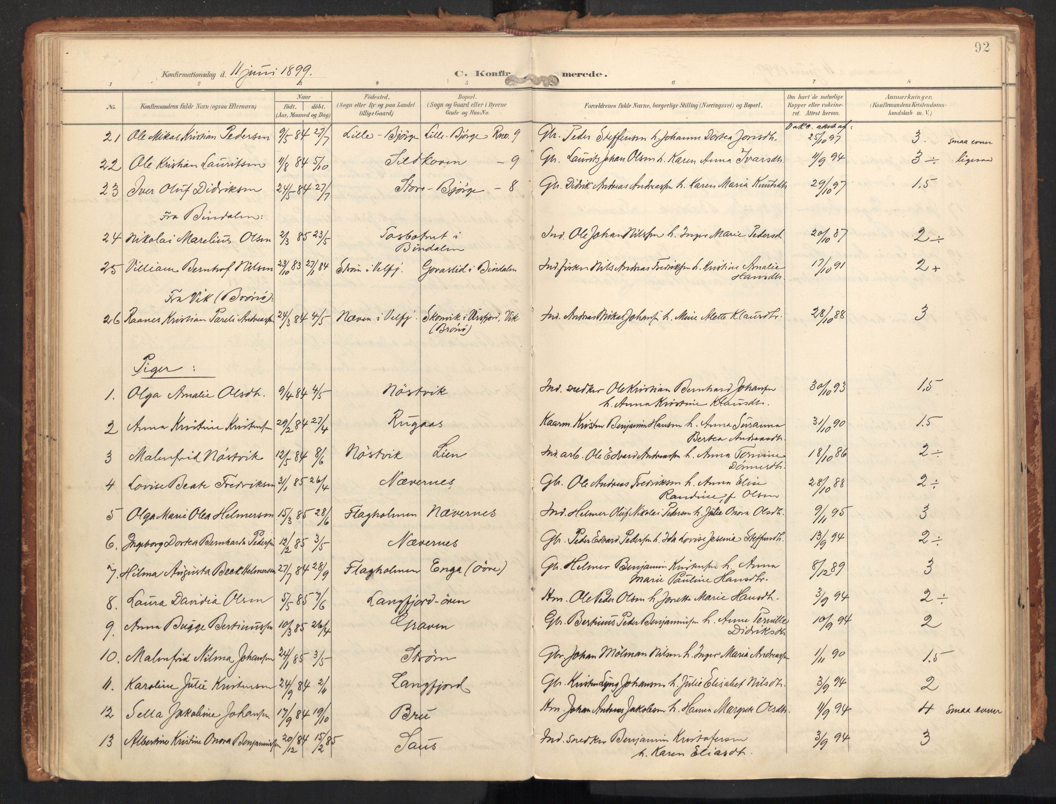 Ministerialprotokoller, klokkerbøker og fødselsregistre - Nordland, AV/SAT-A-1459/814/L0227: Parish register (official) no. 814A08, 1899-1920, p. 92