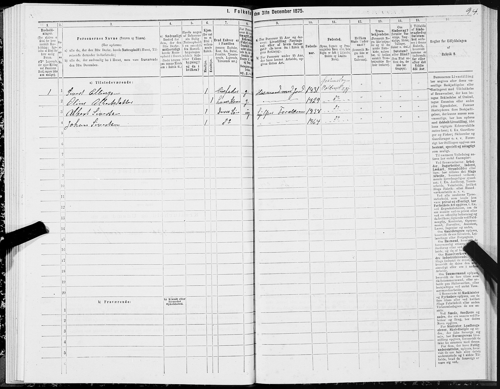 SAT, 1875 census for 1519P Volda, 1875, p. 3094