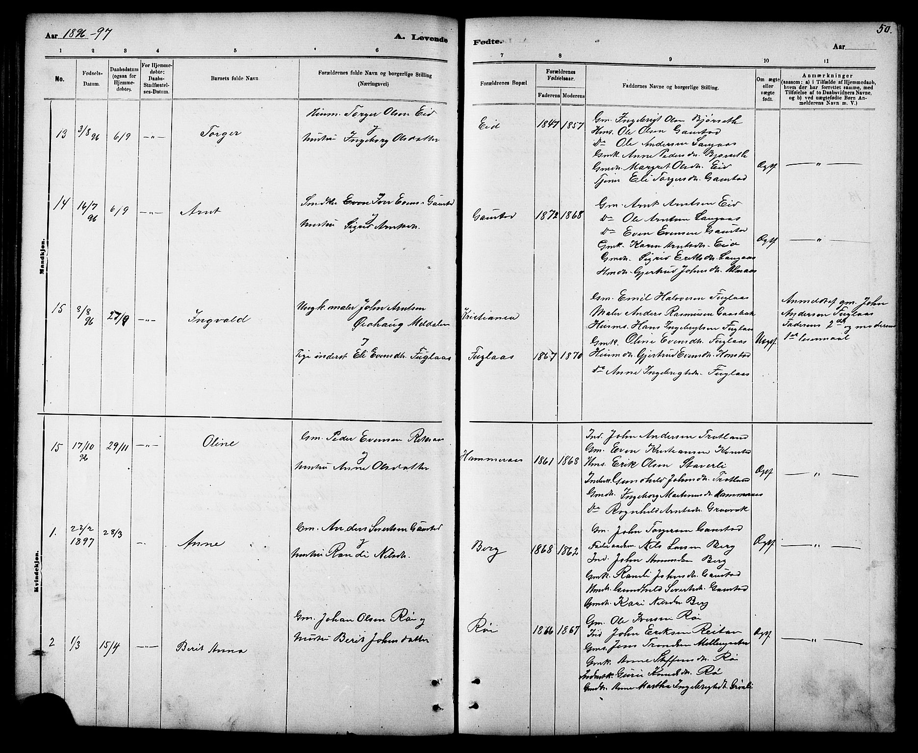 Ministerialprotokoller, klokkerbøker og fødselsregistre - Sør-Trøndelag, SAT/A-1456/694/L1132: Parish register (copy) no. 694C04, 1887-1914, p. 50